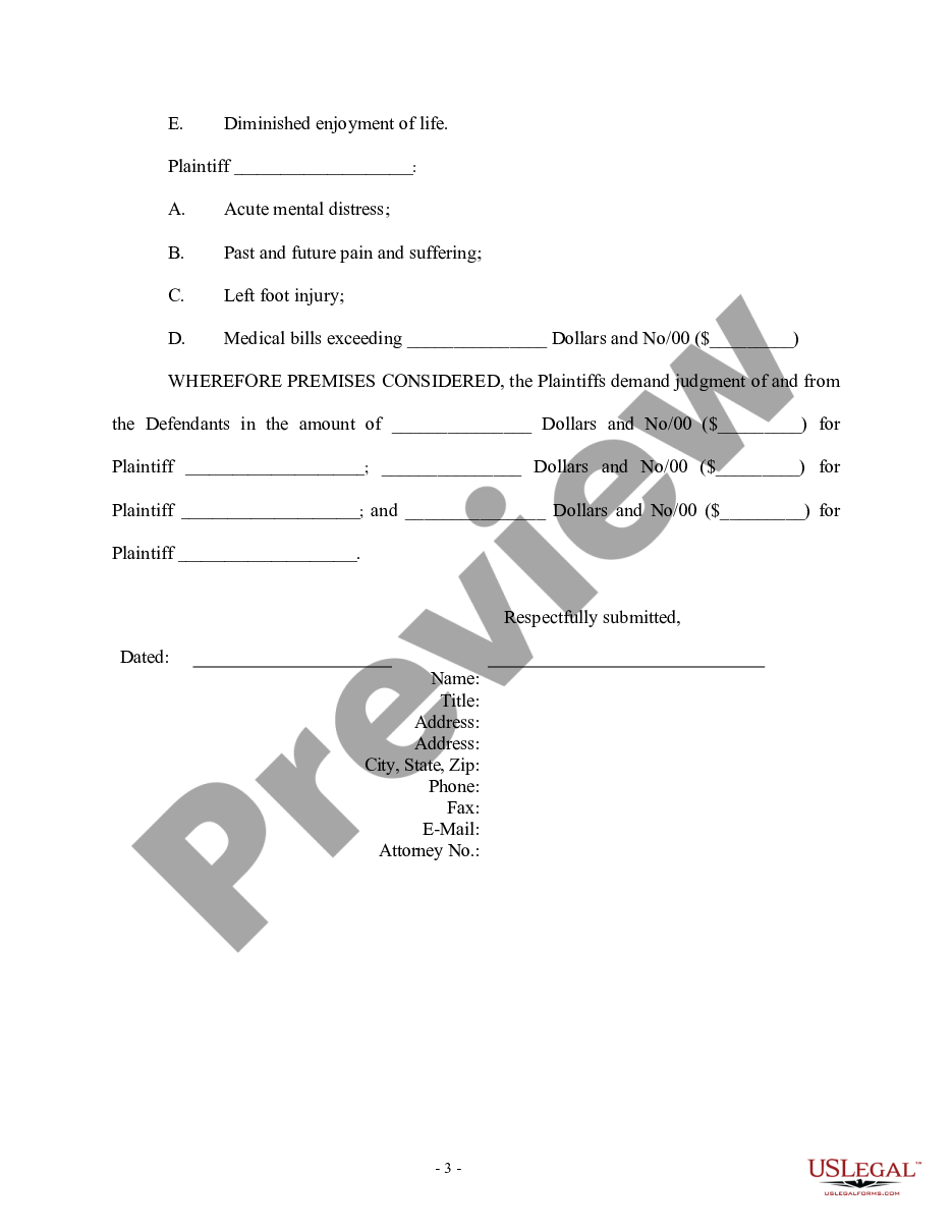 form Complaint regarding Negligence preview