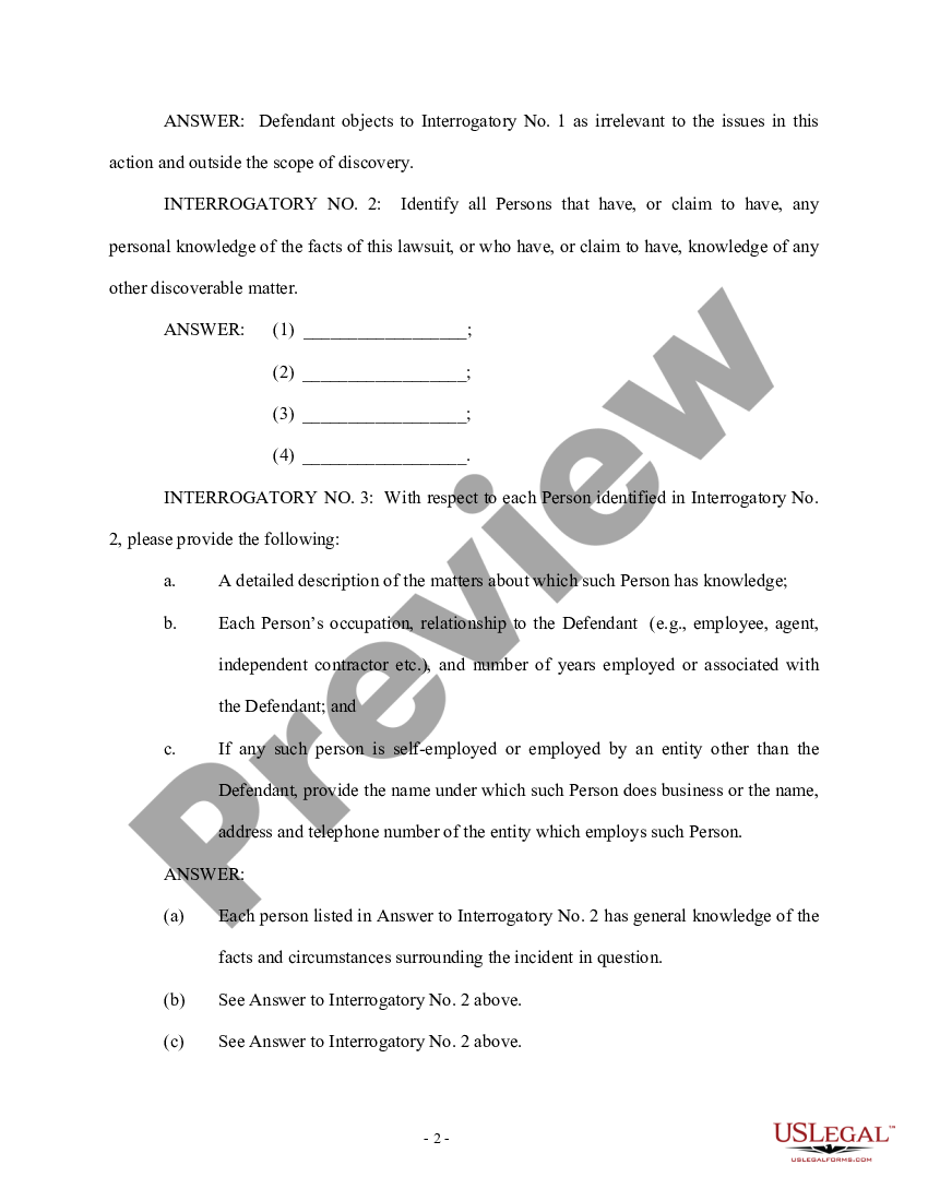 Defendant's Answers To Plaintiff's First Set Of Interrogatories And ...