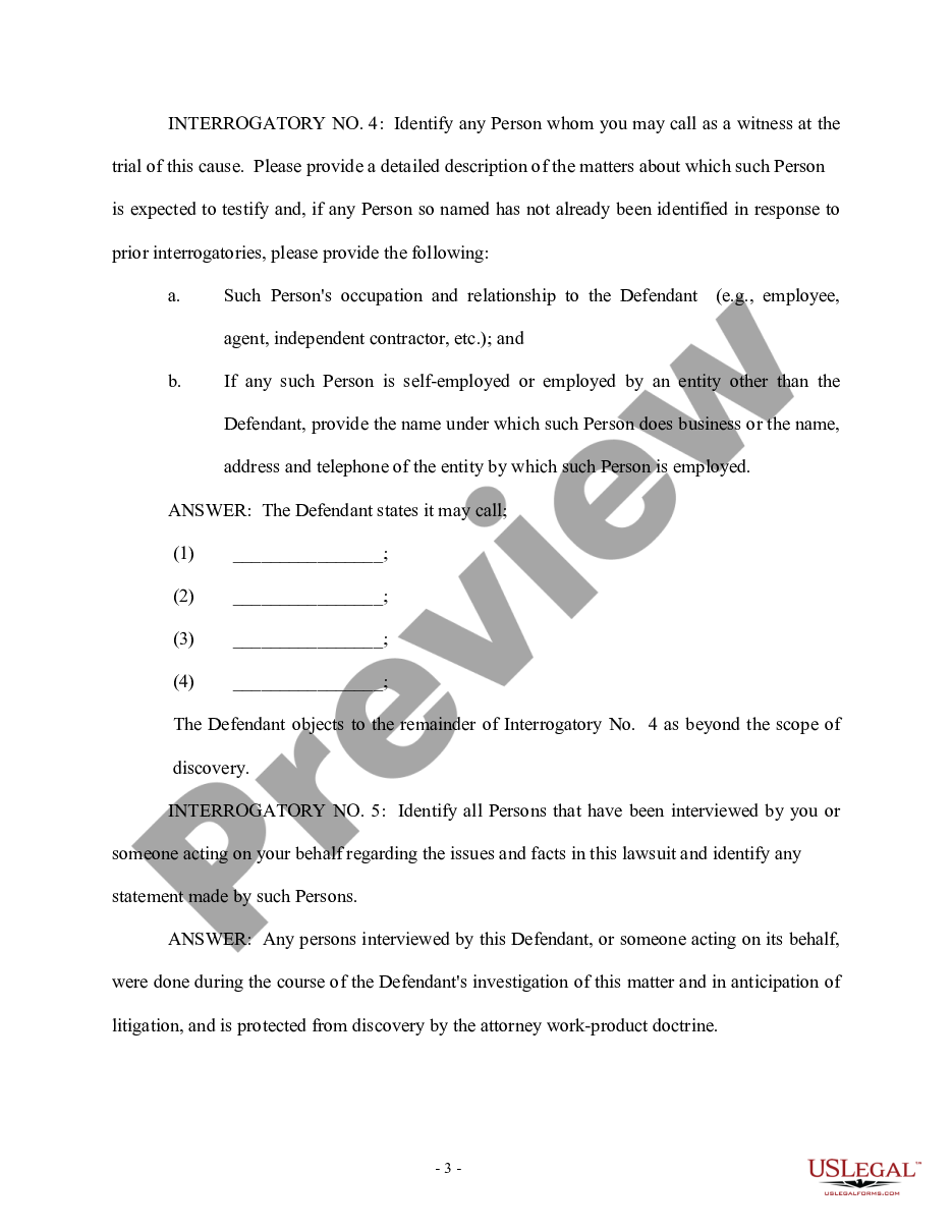 page 2 Defendant's Answers to Plaintiff's First Set of Interrogatories and Requests for Production of Documents preview