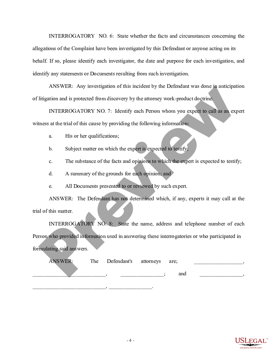 page 3 Defendant's Answers to Plaintiff's First Set of Interrogatories and Requests for Production of Documents preview