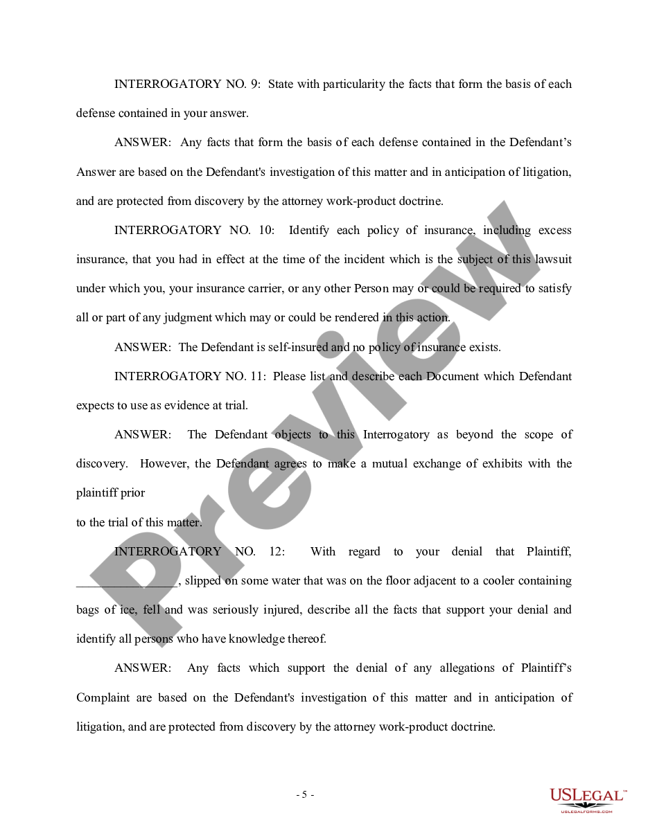 page 4 Defendant's Answers to Plaintiff's First Set of Interrogatories and Requests for Production of Documents preview