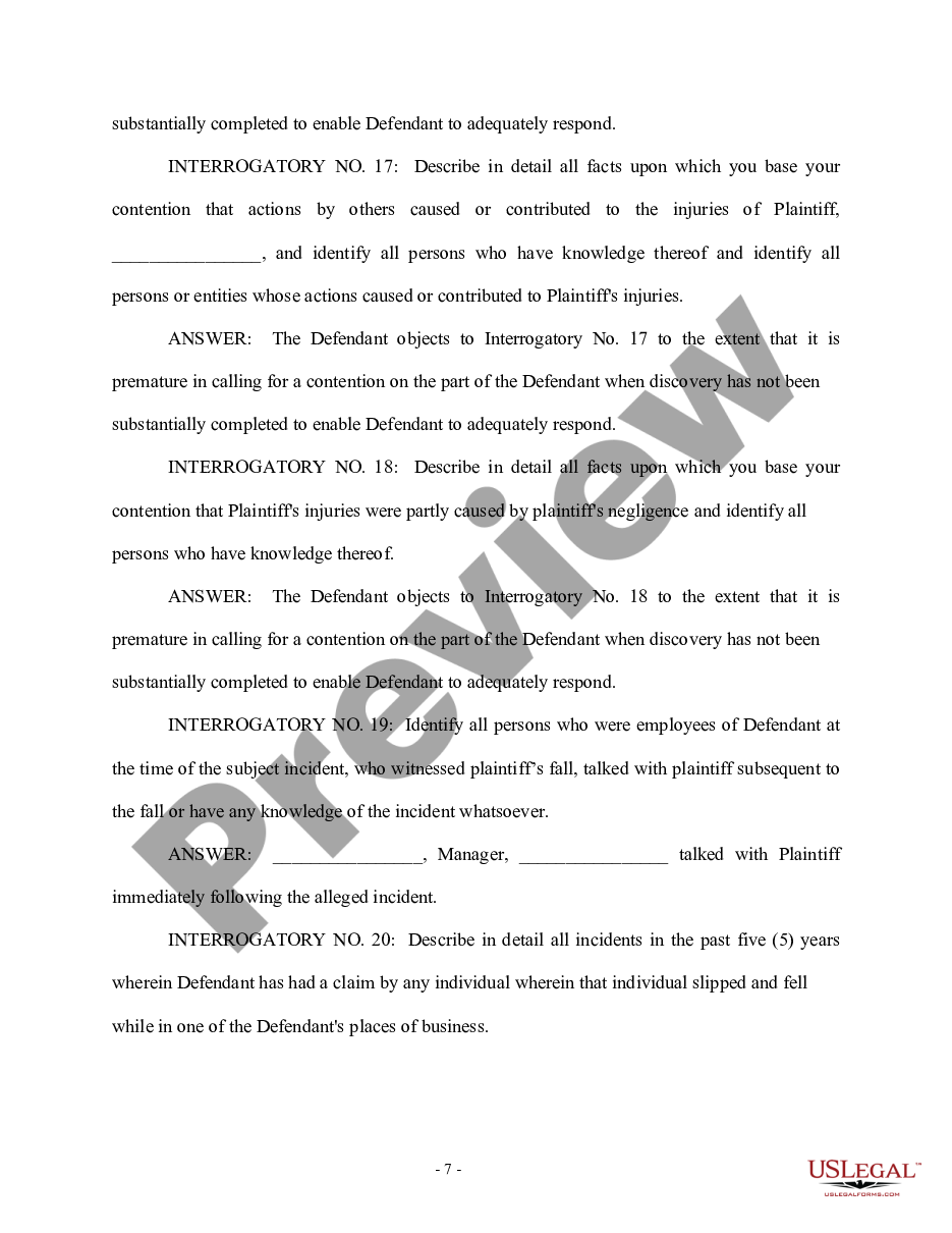 page 6 Defendant's Answers to Plaintiff's First Set of Interrogatories and Requests for Production of Documents preview