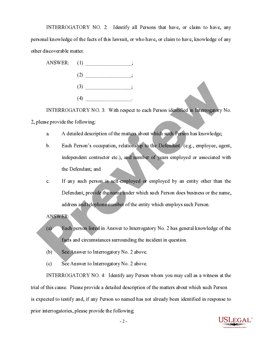 Preview Defendant's Answers to Plaintiff's First Set of Interrogatories and Requests for Production of Documents