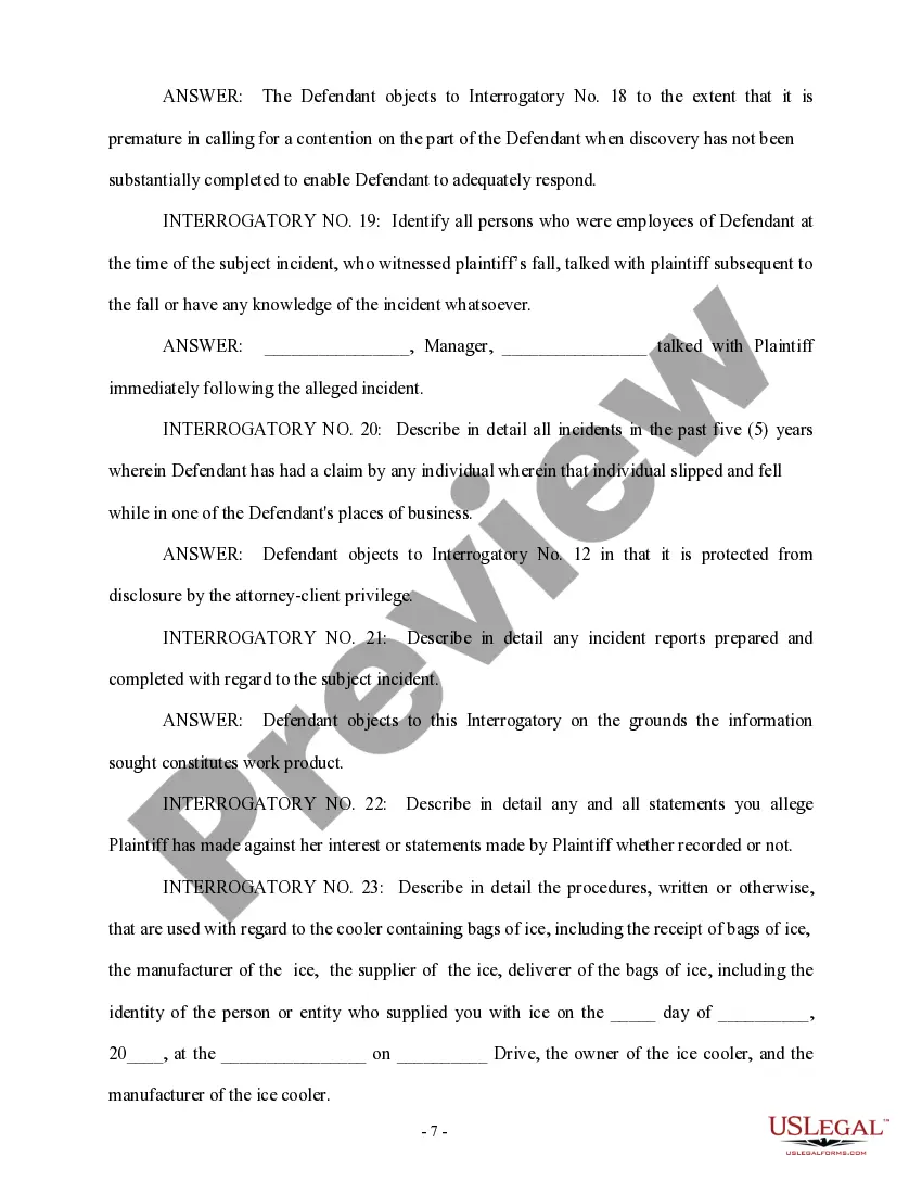 Preview Defendant's Answers to Plaintiff's First Set of Interrogatories and Requests for Production of Documents