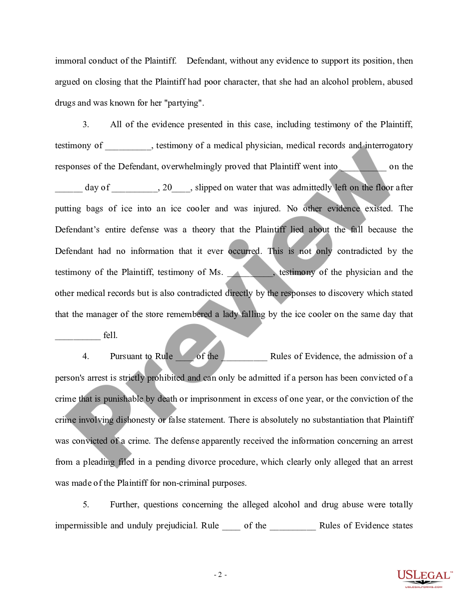 page 1 Motion for Judgment Notwithstanding the Verdict or in the Alternative, for a New Trial preview