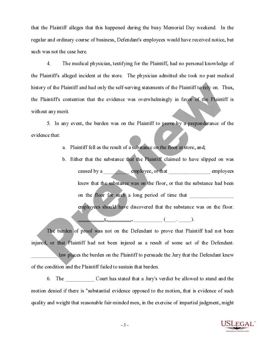 Preview Response to Motion for Judgment Notwithstanding the Verdict, or in the Alternative, for a New Trial