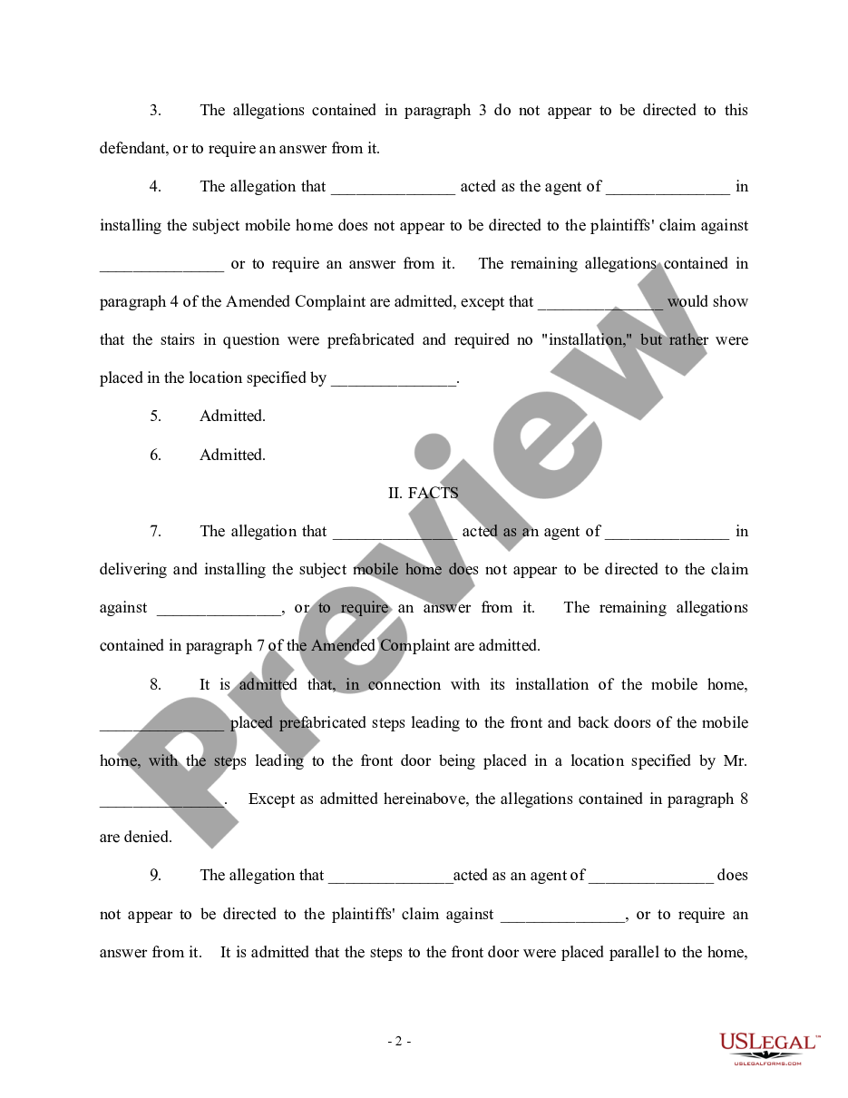 page 1 Separate Answer and Defenses to Amended Complaint preview
