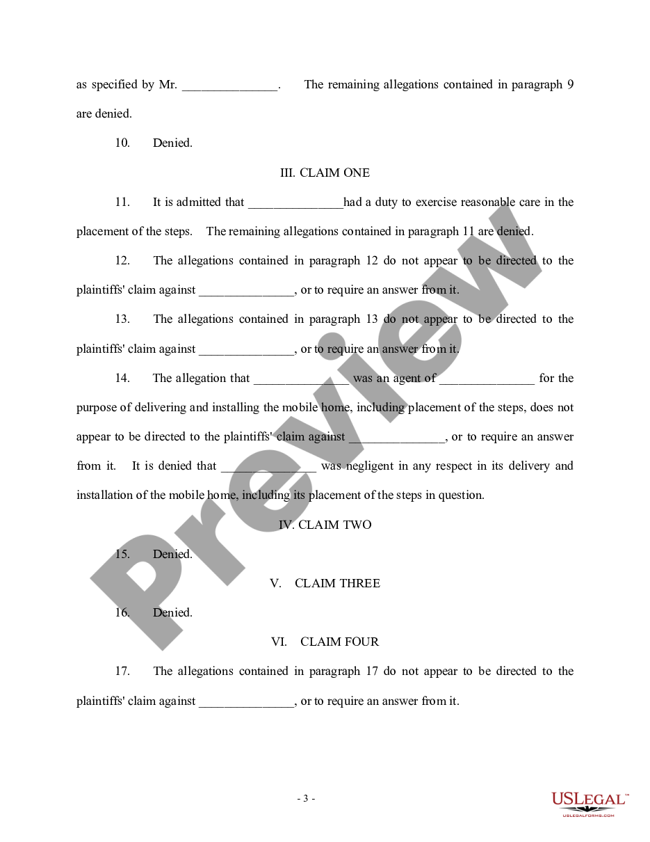 form Separate Answer and Defenses to Amended Complaint preview