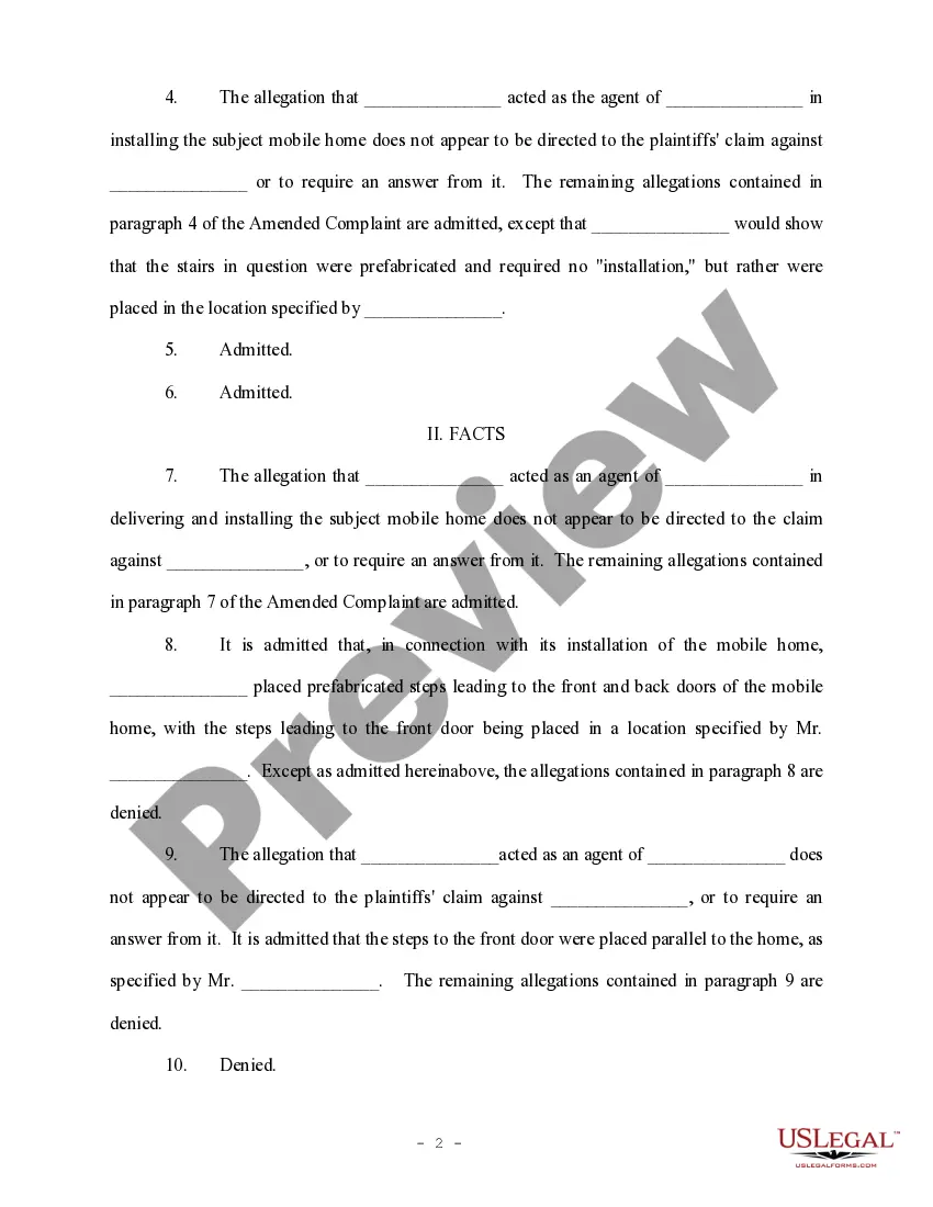 Get Separate Answer and Defenses to Amended Complaint Preview Separate Answer and Defenses to Amended Complaint
