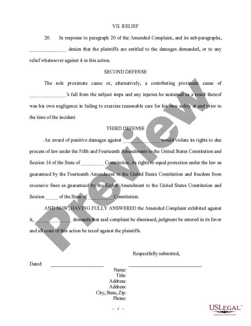 Get Separate Answer and Defenses to Amended Complaint Preview Separate Answer and Defenses to Amended Complaint