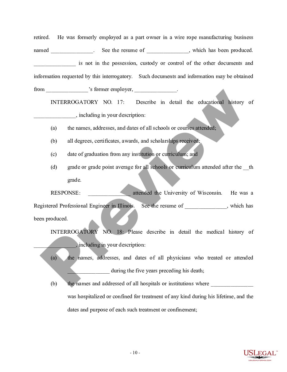 page 9 Response to First Set of Interrogatories - Personal Injury preview