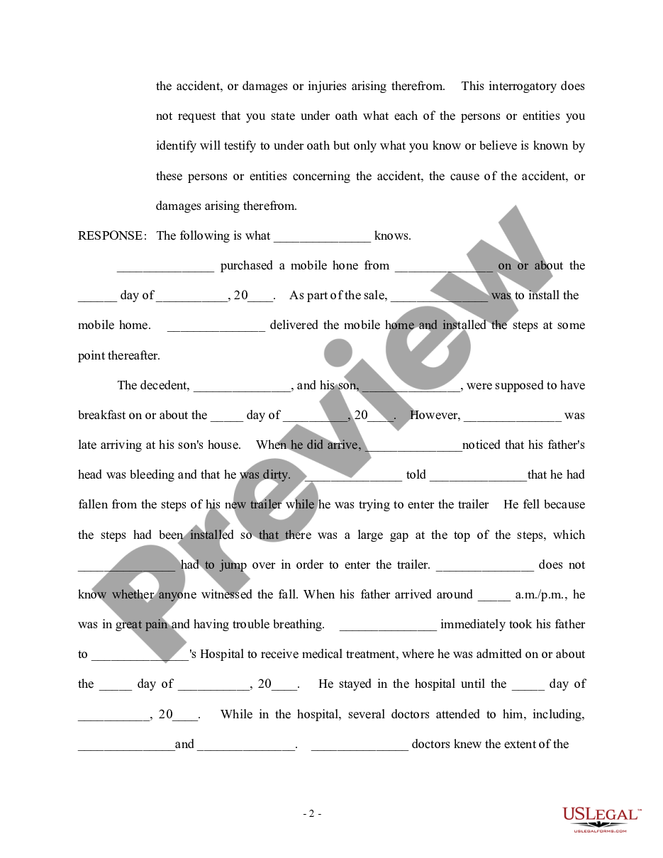 page 1 Response to First Set of Interrogatories - Personal Injury preview