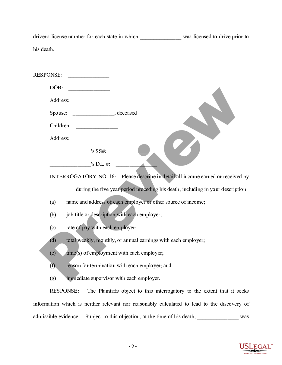 page 8 Response to First Set of Interrogatories - Personal Injury preview