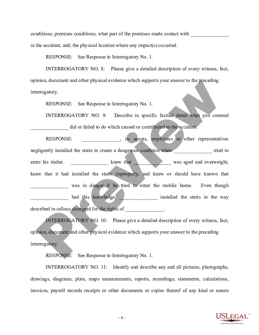 Preview Response to First Set of Interrogatories - Personal Injury
