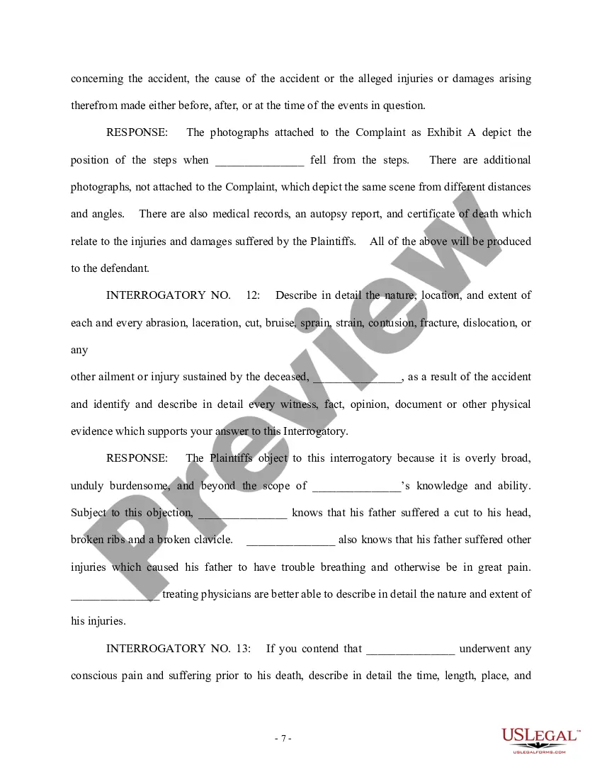 Preview Response to First Set of Interrogatories - Personal Injury