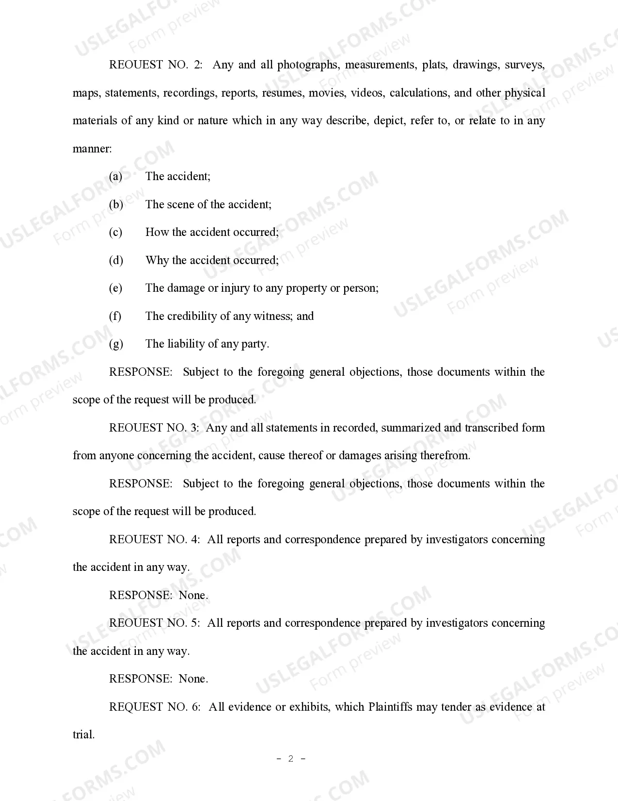 Preview Plaintiff's Response to Defendant's First Request for Production of Documents - Personal injury