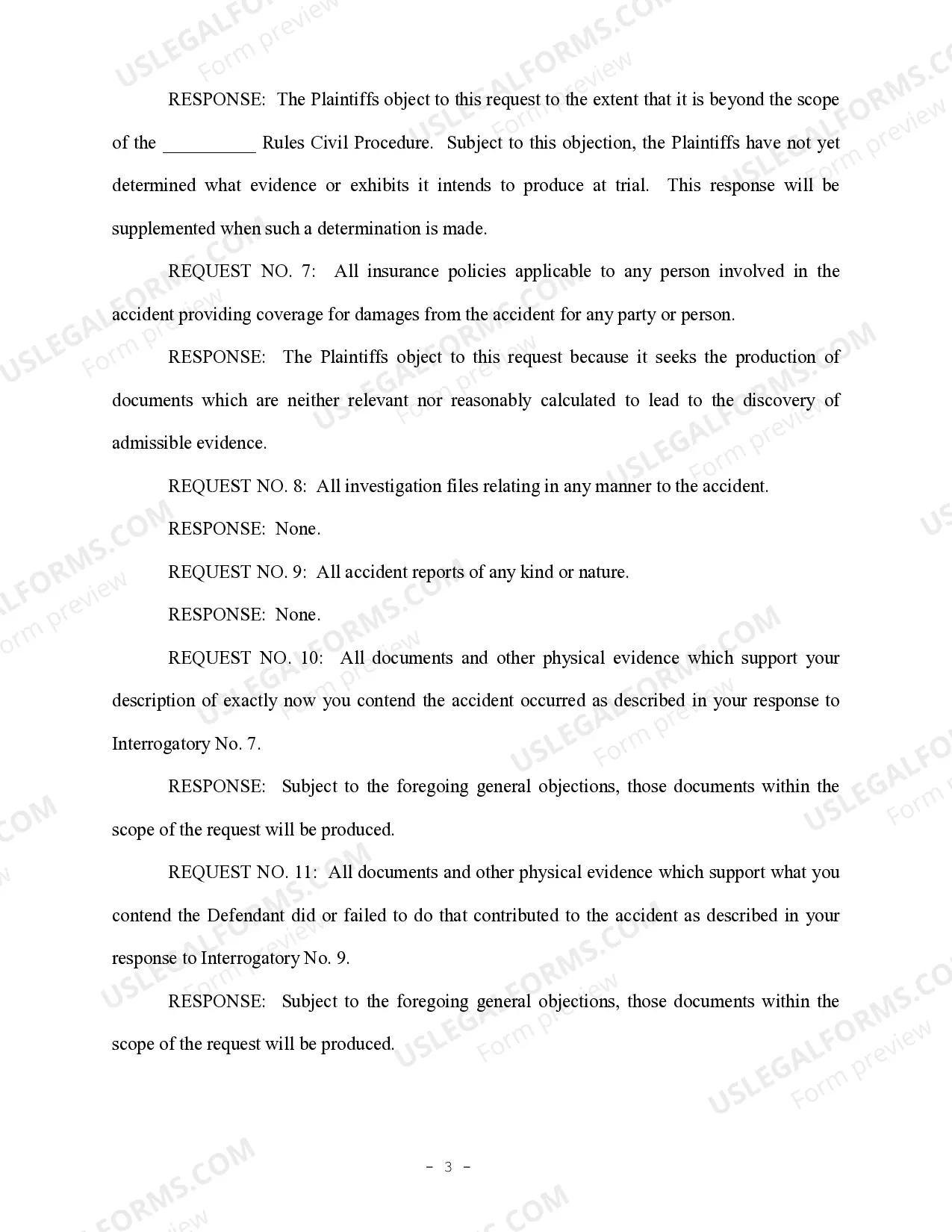 Preview Plaintiff's Response to Defendant's First Request for Production of Documents - Personal injury