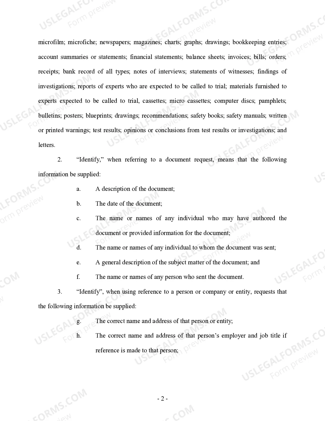 Preview Interrogatories to Defendant - Personal Injury