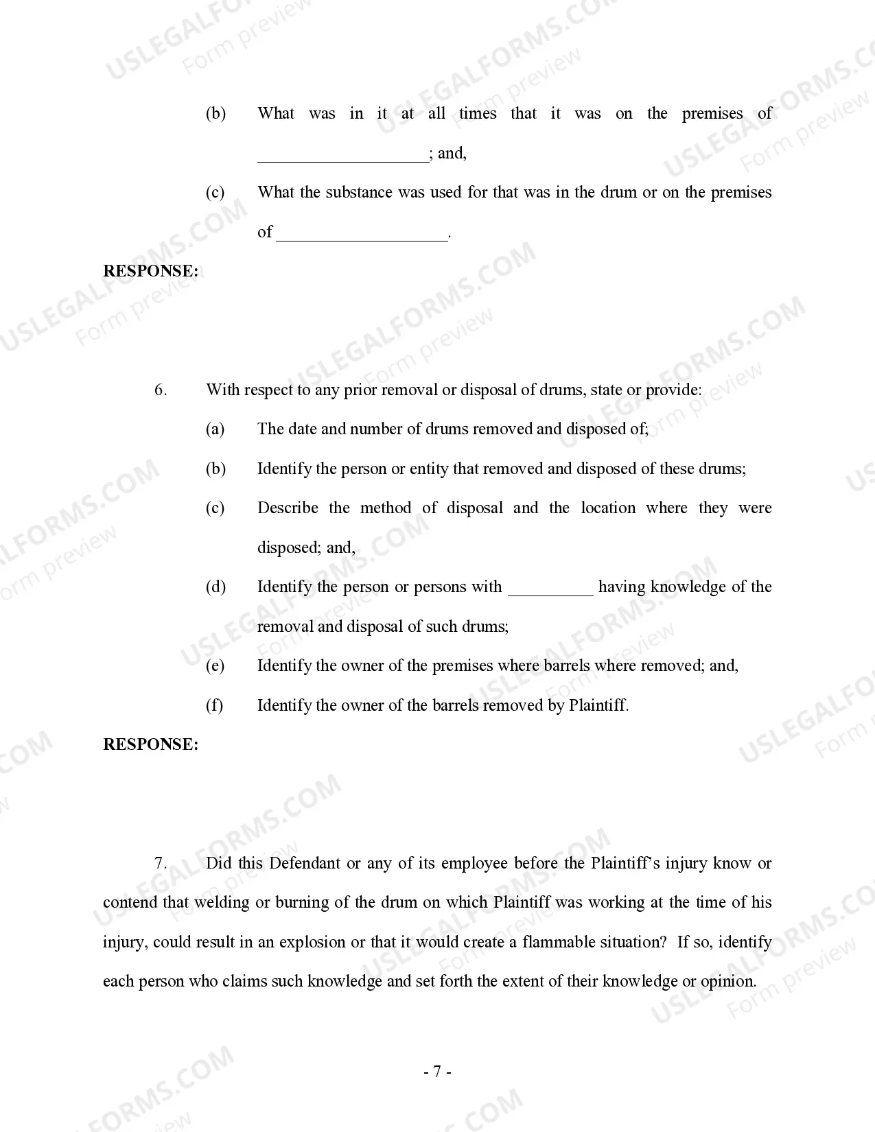 Preview Interrogatories to Defendant - Personal Injury