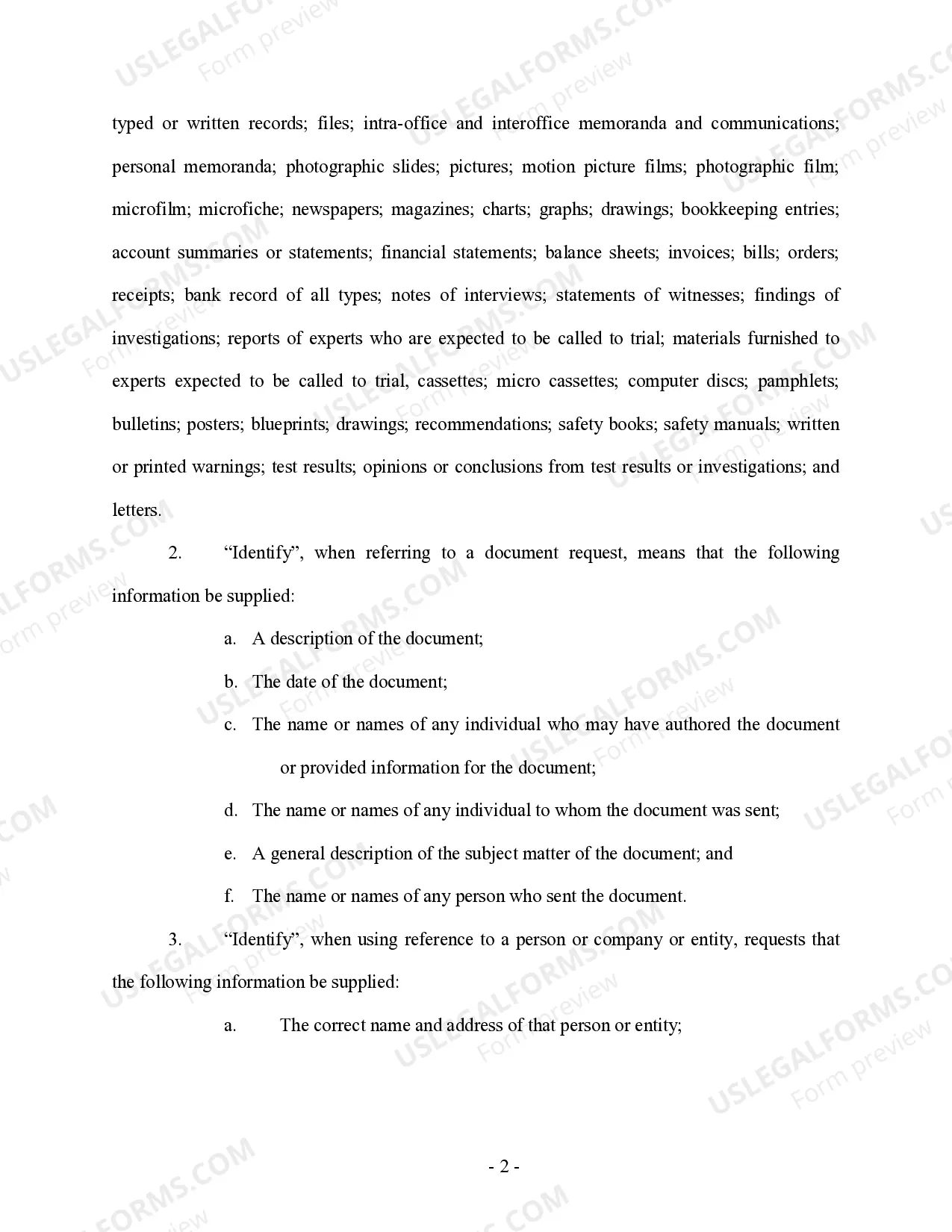 Preview Plaintiff's Request for Production to Defendant - Personal Injury