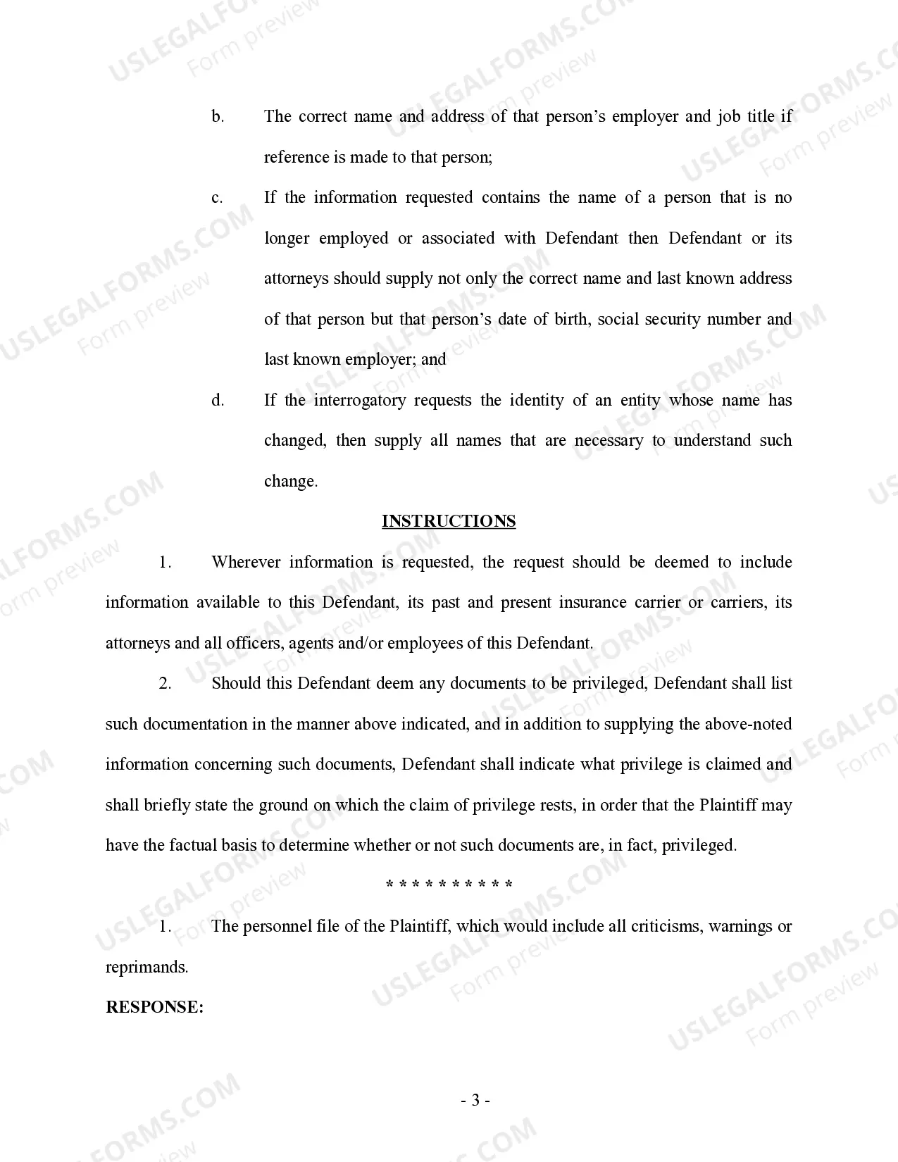 Preview Plaintiff's Request for Production to Defendant - Personal Injury