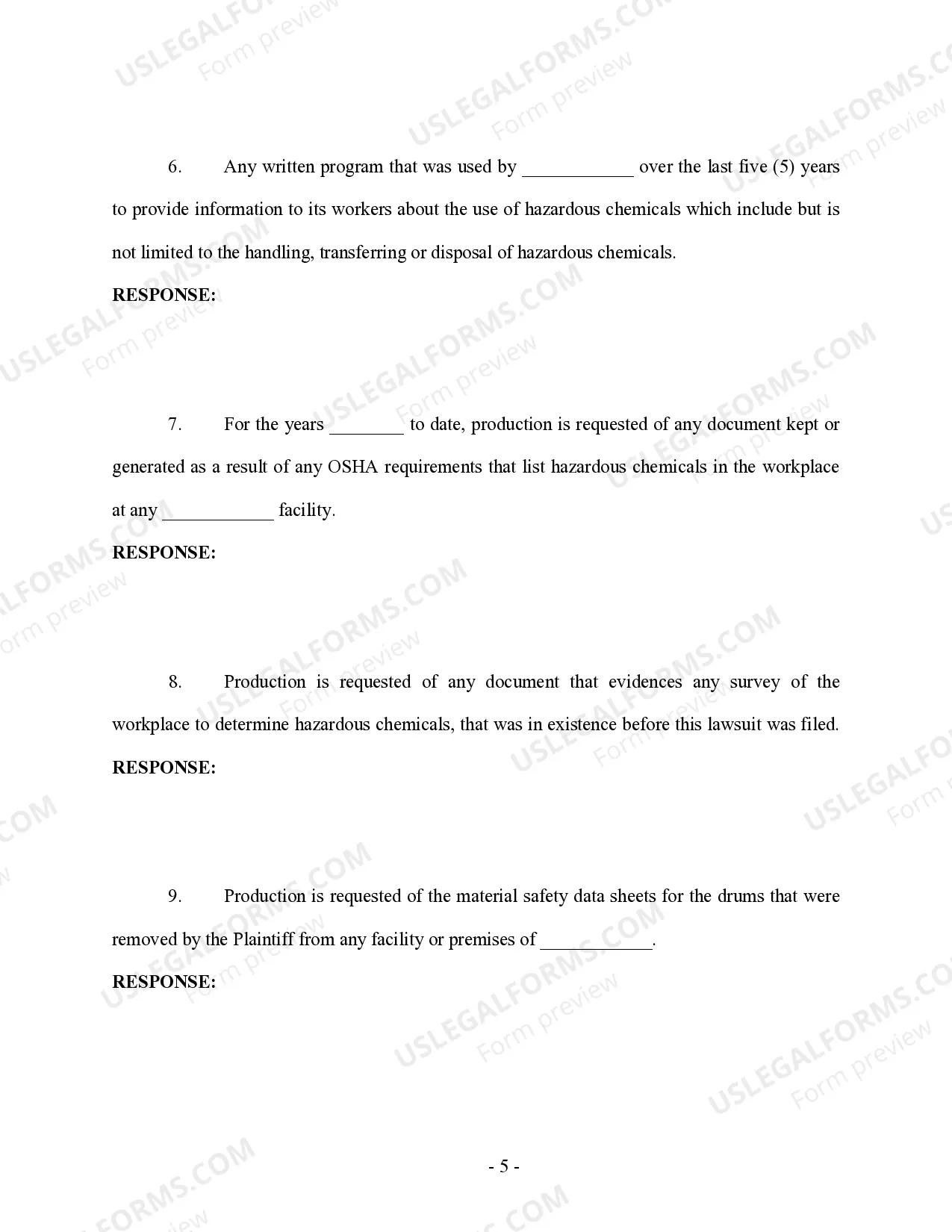 Preview Plaintiff's Request for Production to Defendant - Personal Injury