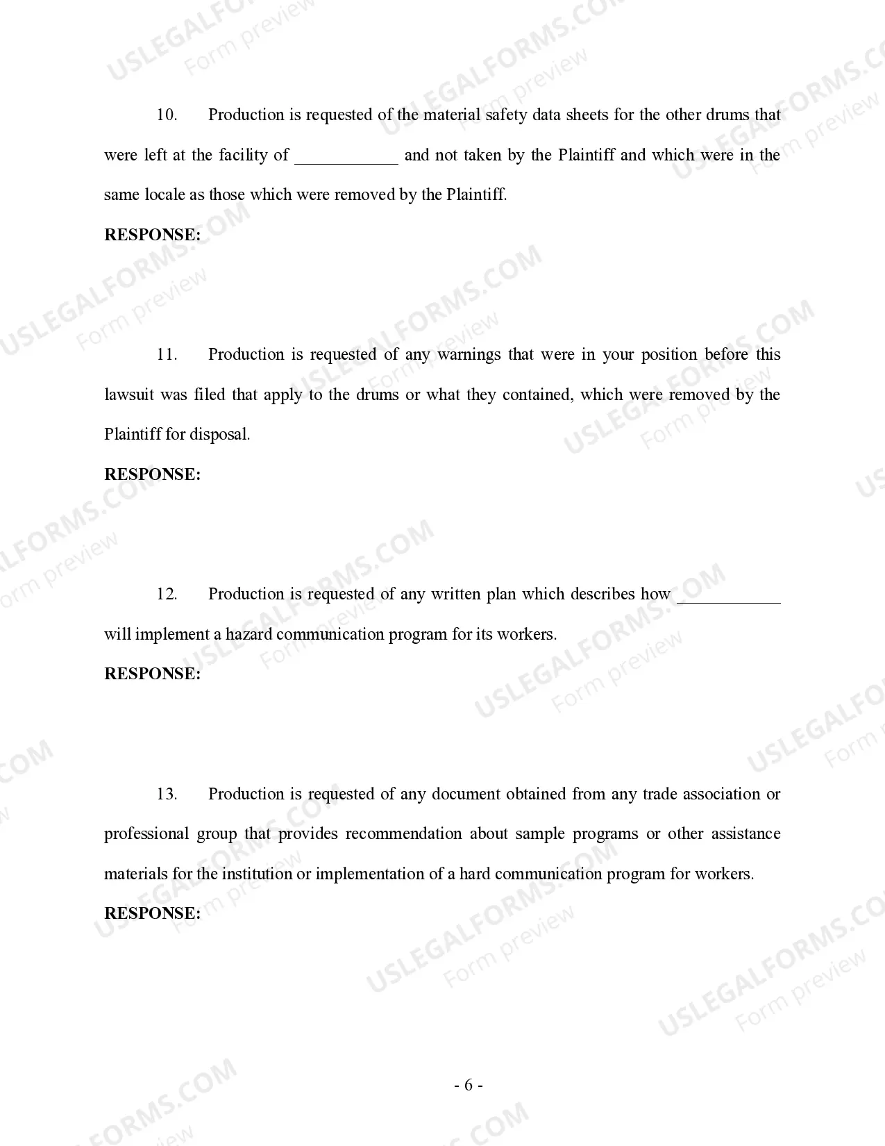 Preview Plaintiff's Request for Production to Defendant - Personal Injury
