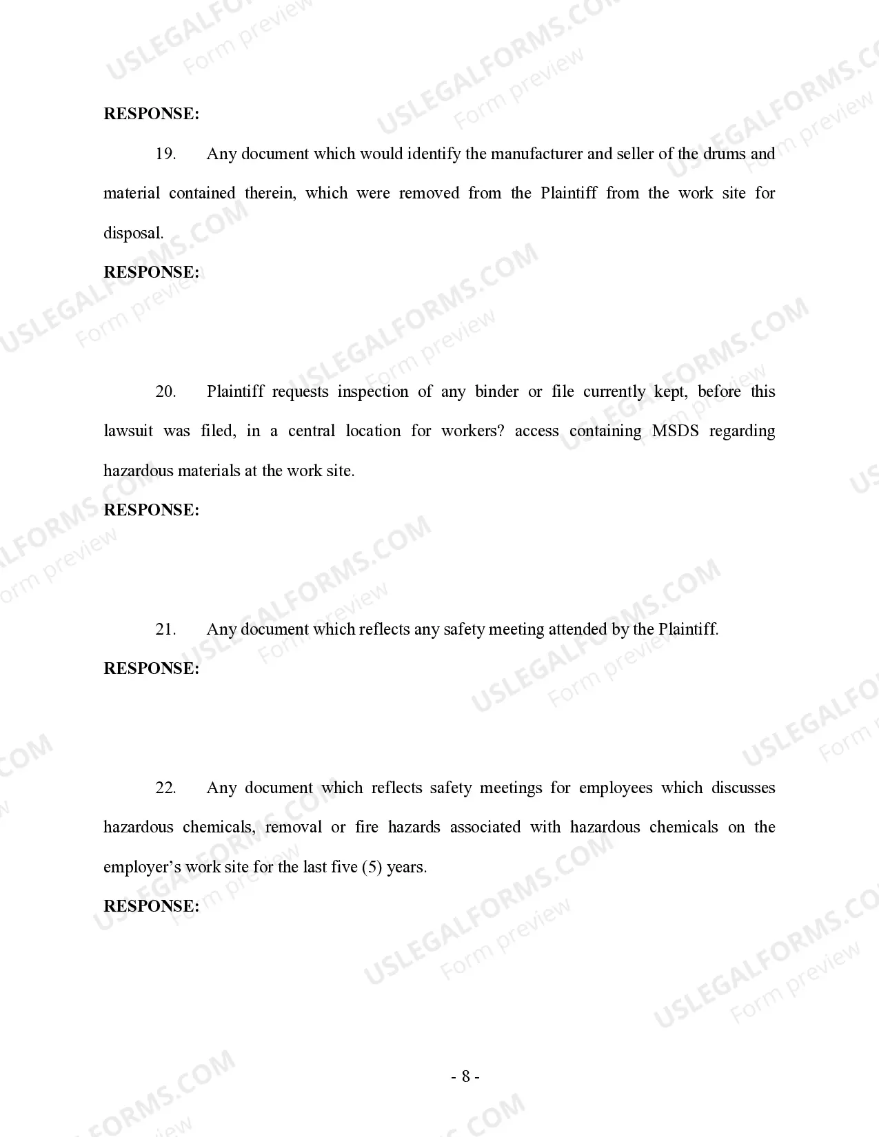 Preview Plaintiff's Request for Production to Defendant - Personal Injury