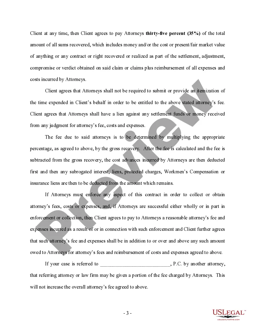 Get Attorney Fee Contract - Contingency - 33-1/3% Preview Attorney Fee Contract - Contingency - 33-1/3%