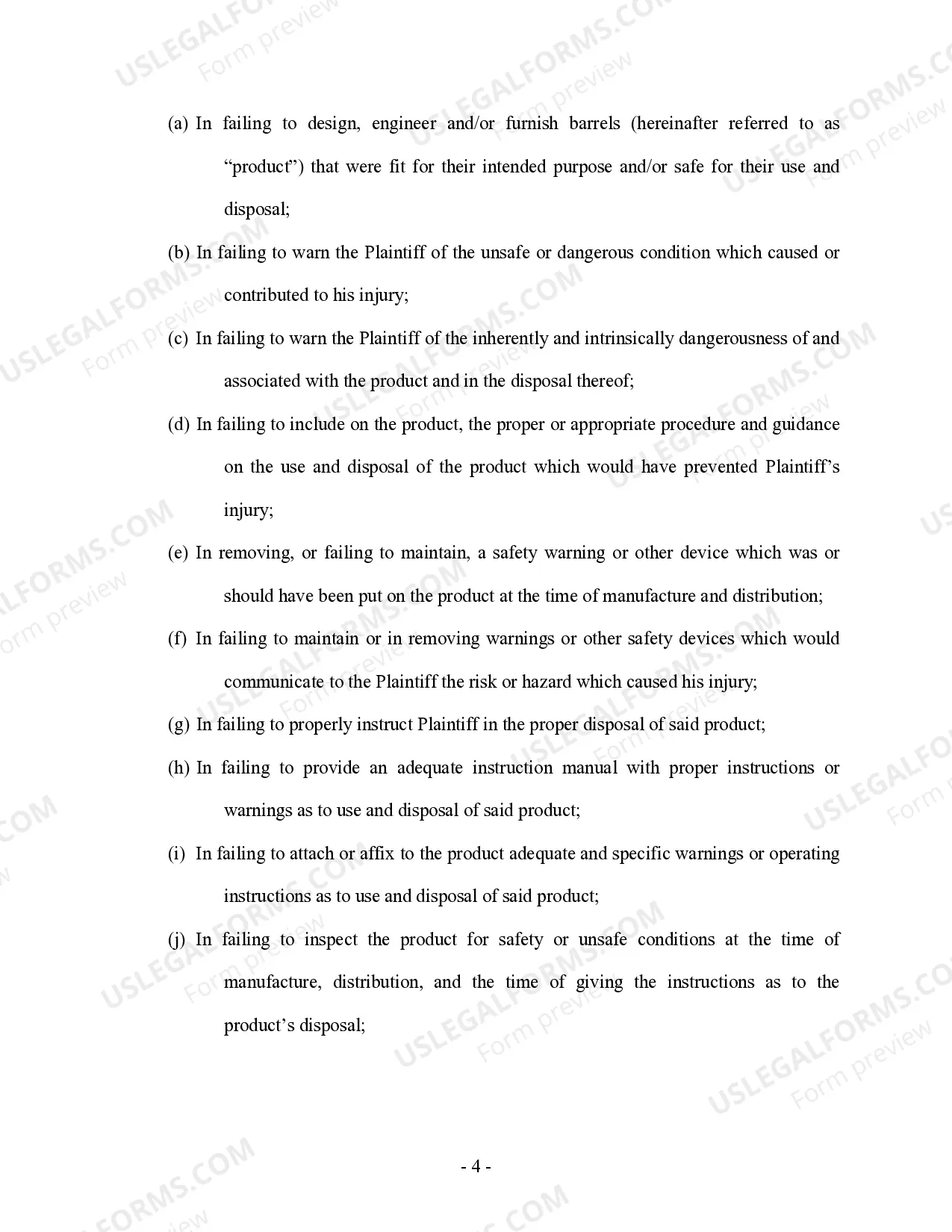 Preview Complaint regarding Injury from disposal of hazardous containers