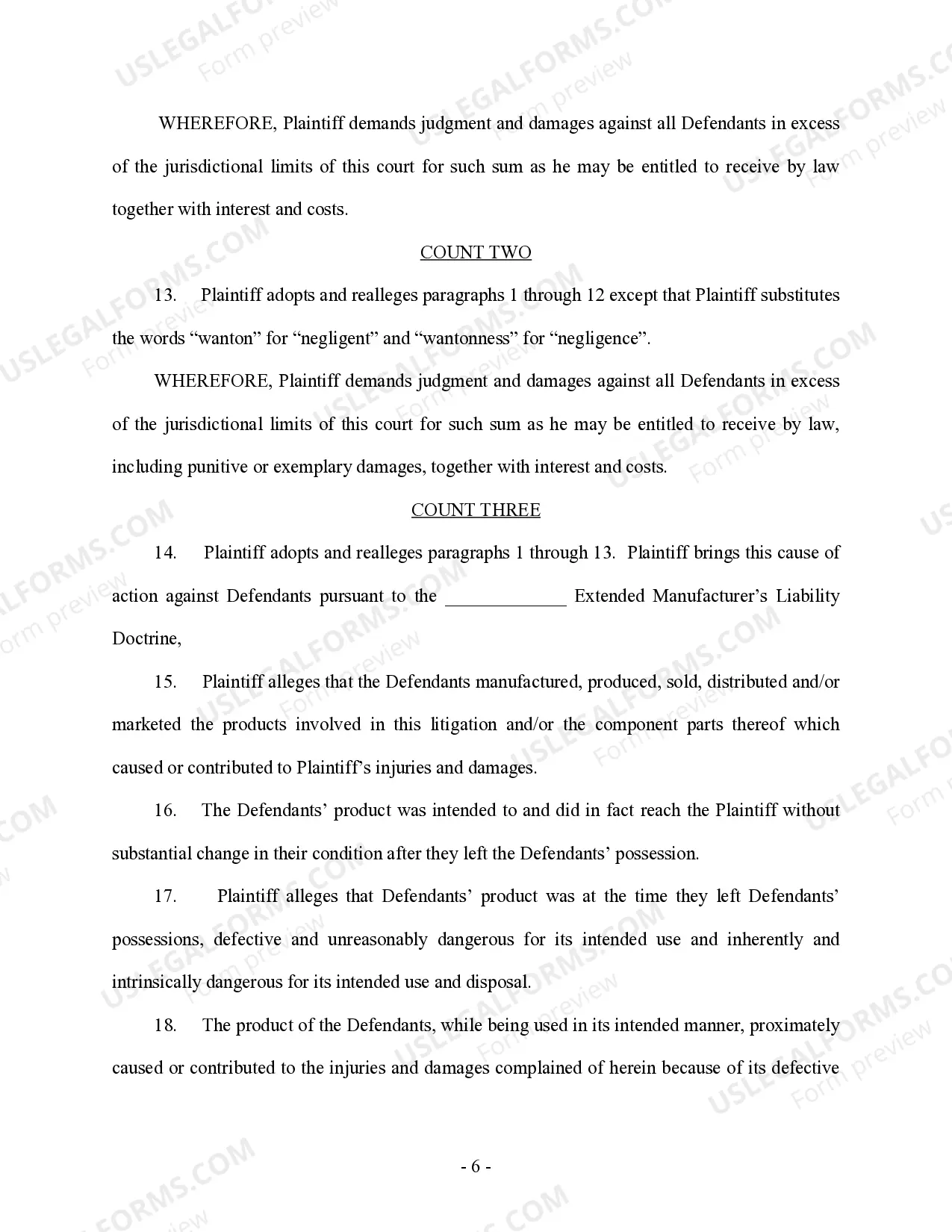 Preview Complaint regarding Injury from disposal of hazardous containers