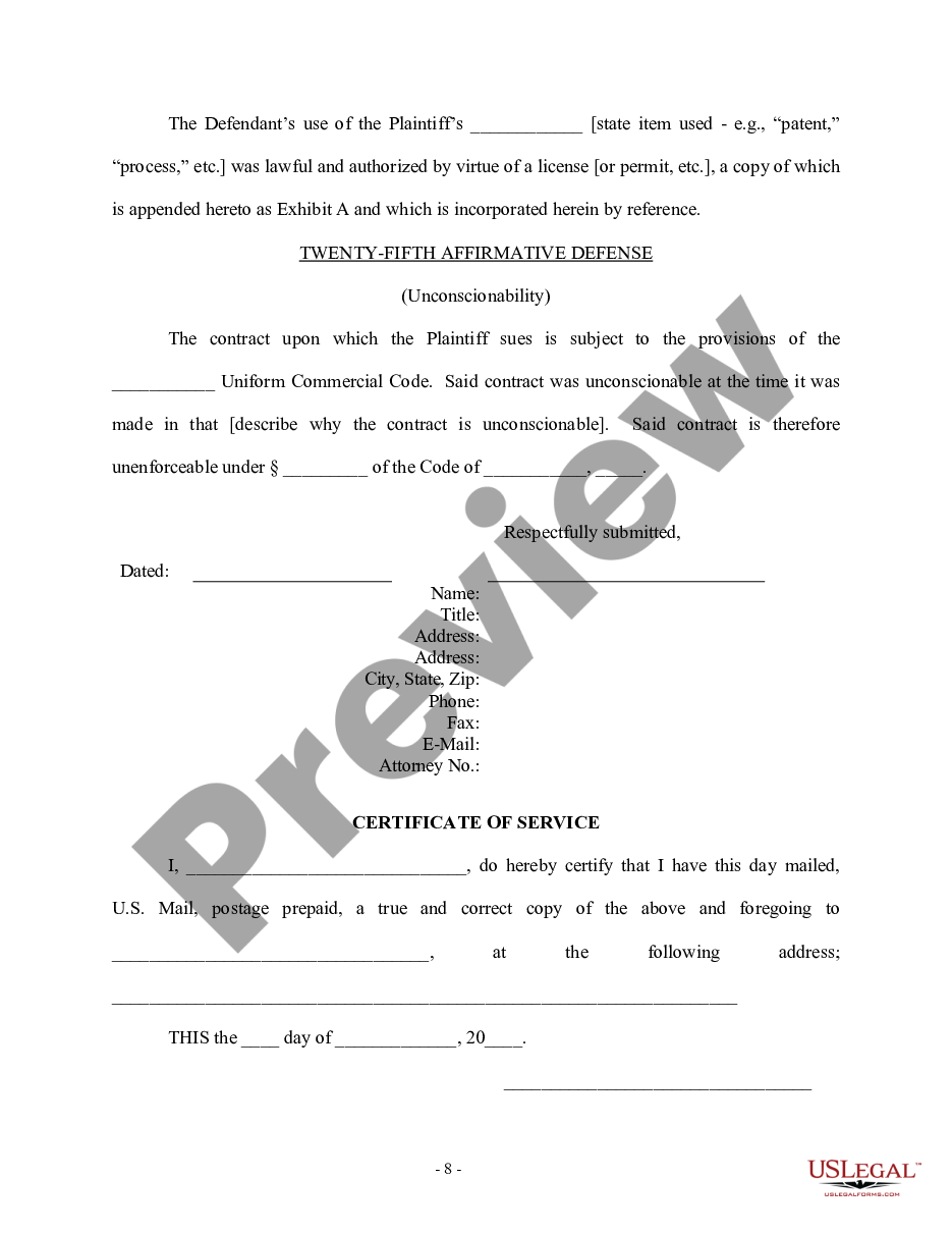 page 7 Personal Injury Answer - Accident - Contract Involved preview