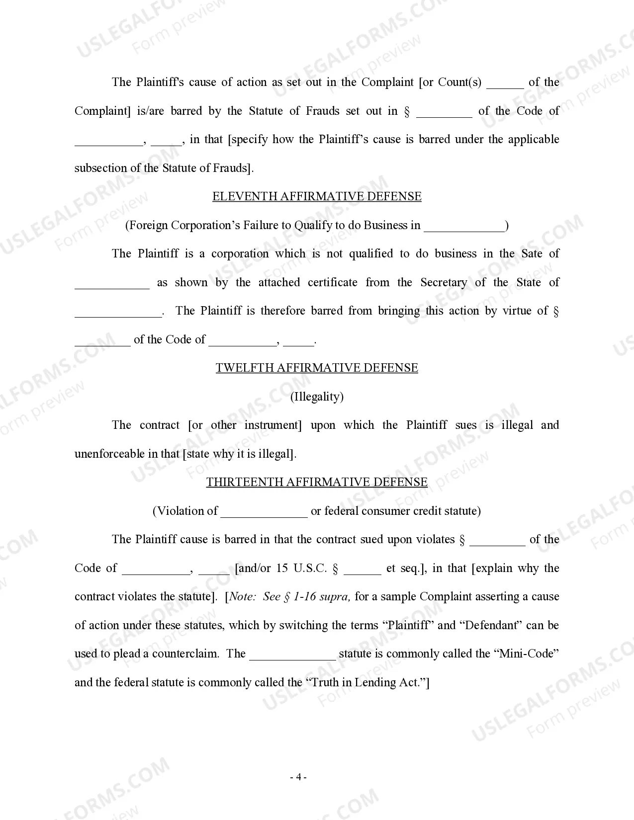 Preview Personal Injury Answer - Accident - Contract Involved