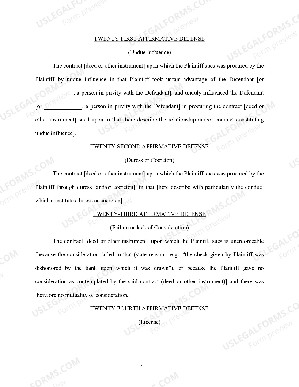 Preview Personal Injury Answer - Accident - Contract Involved