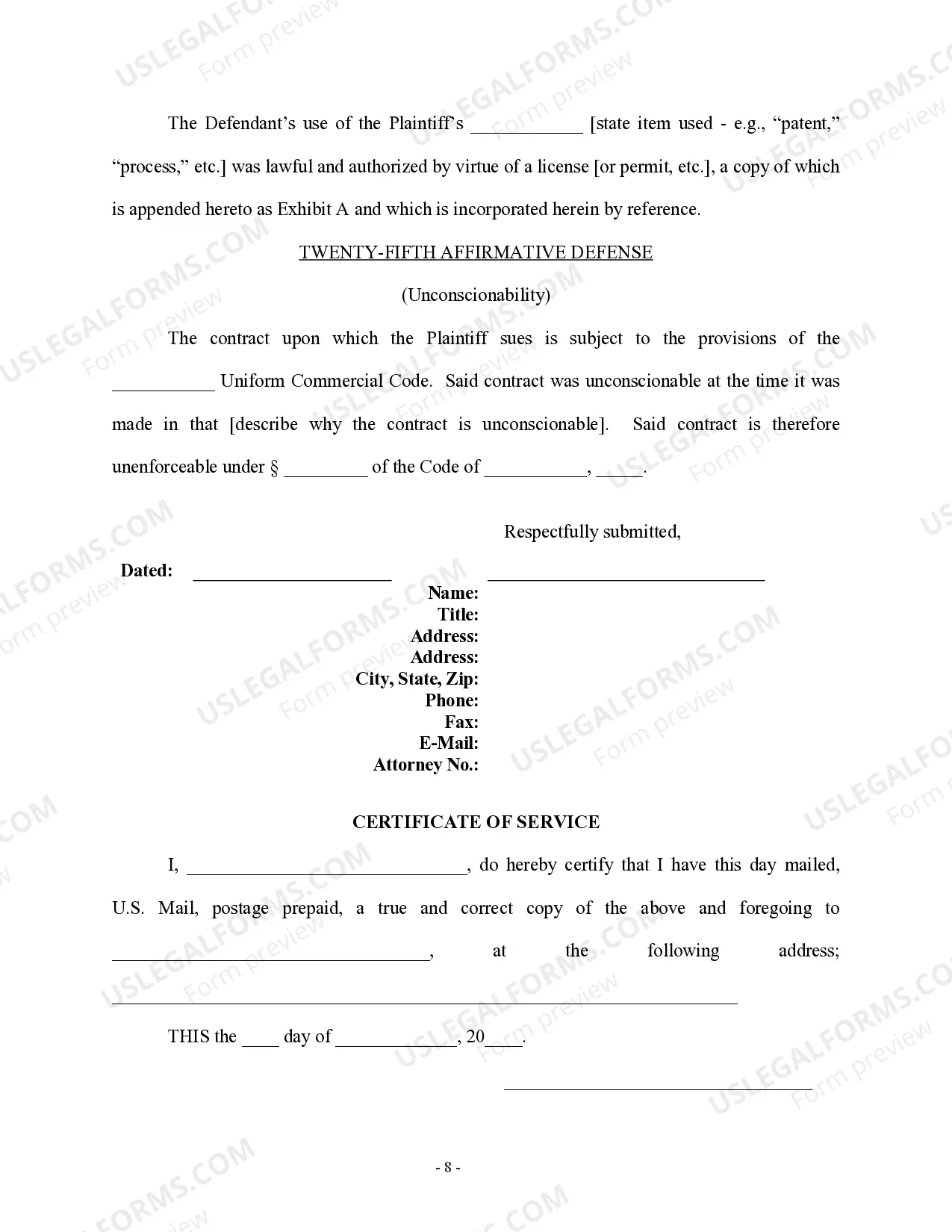 Preview Personal Injury Answer - Accident - Contract Involved