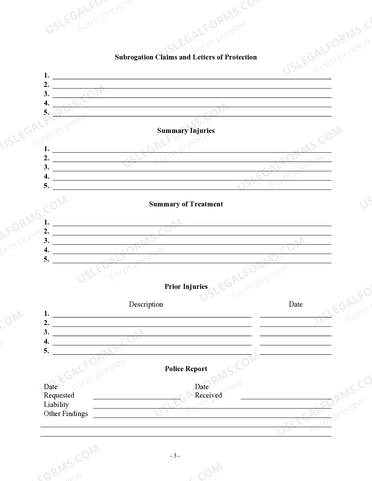 Preview Personal Injury Progress Report