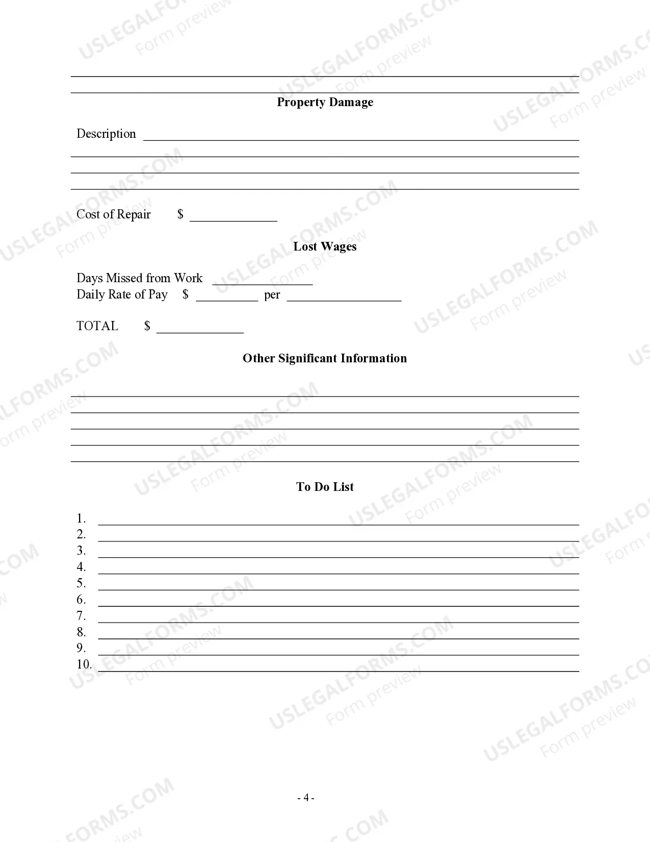 Preview Personal Injury Progress Report