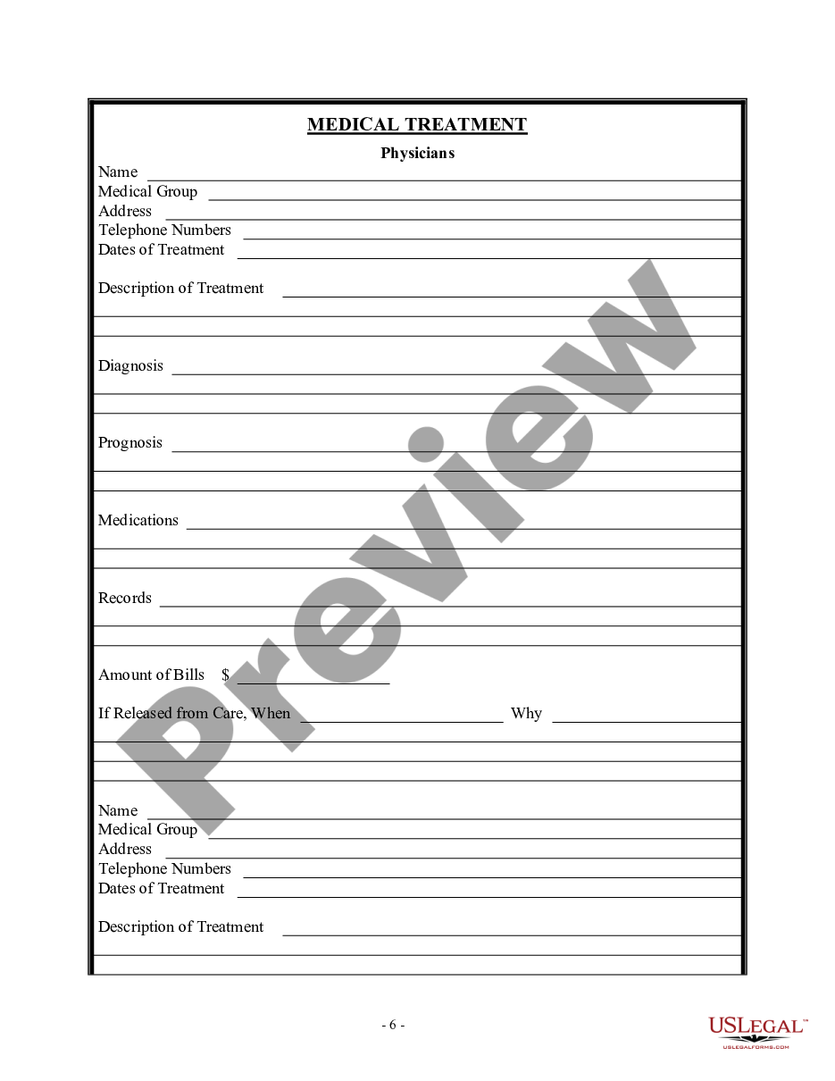 page 5 Personal Injury Client Questionnaire preview