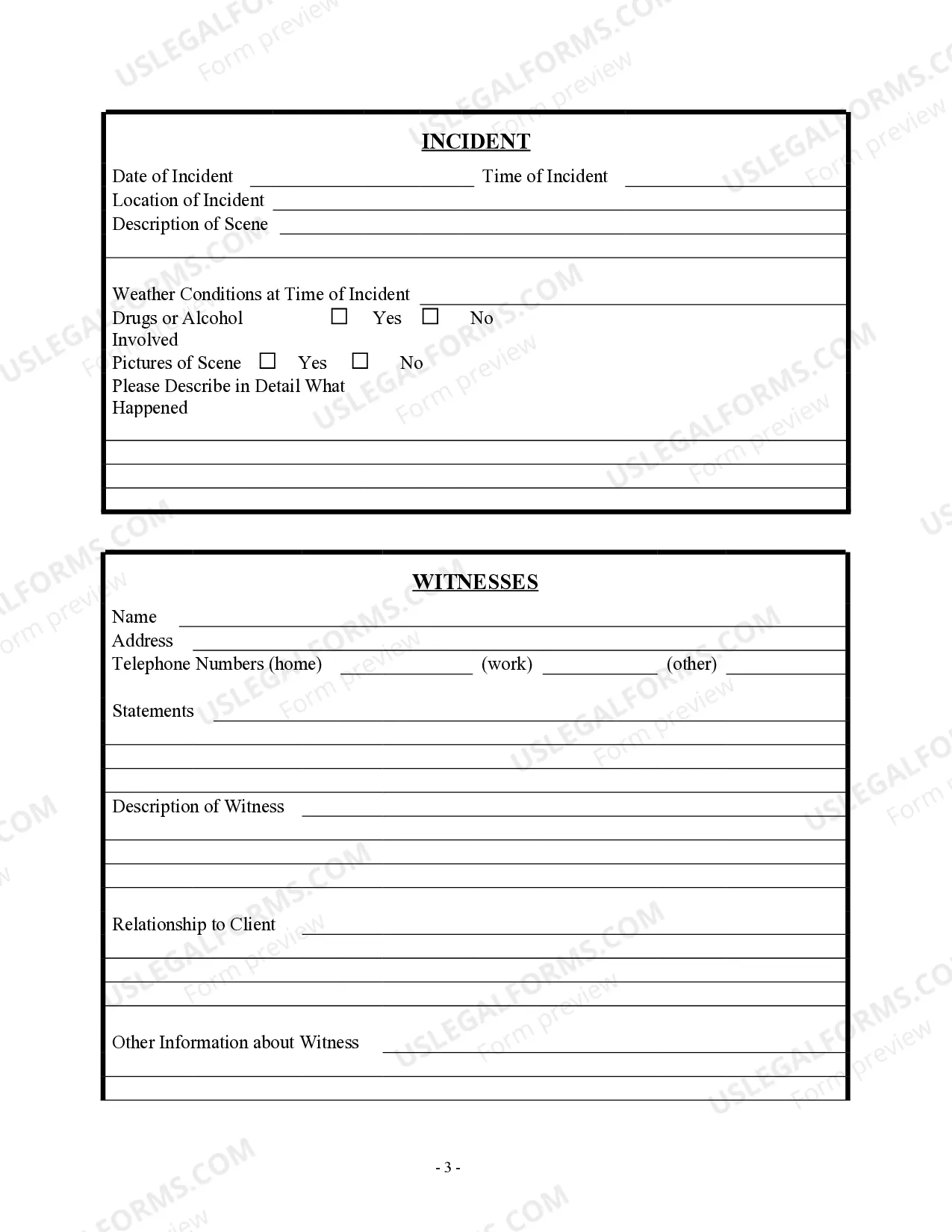 Preview Personal Injury Client Questionnaire