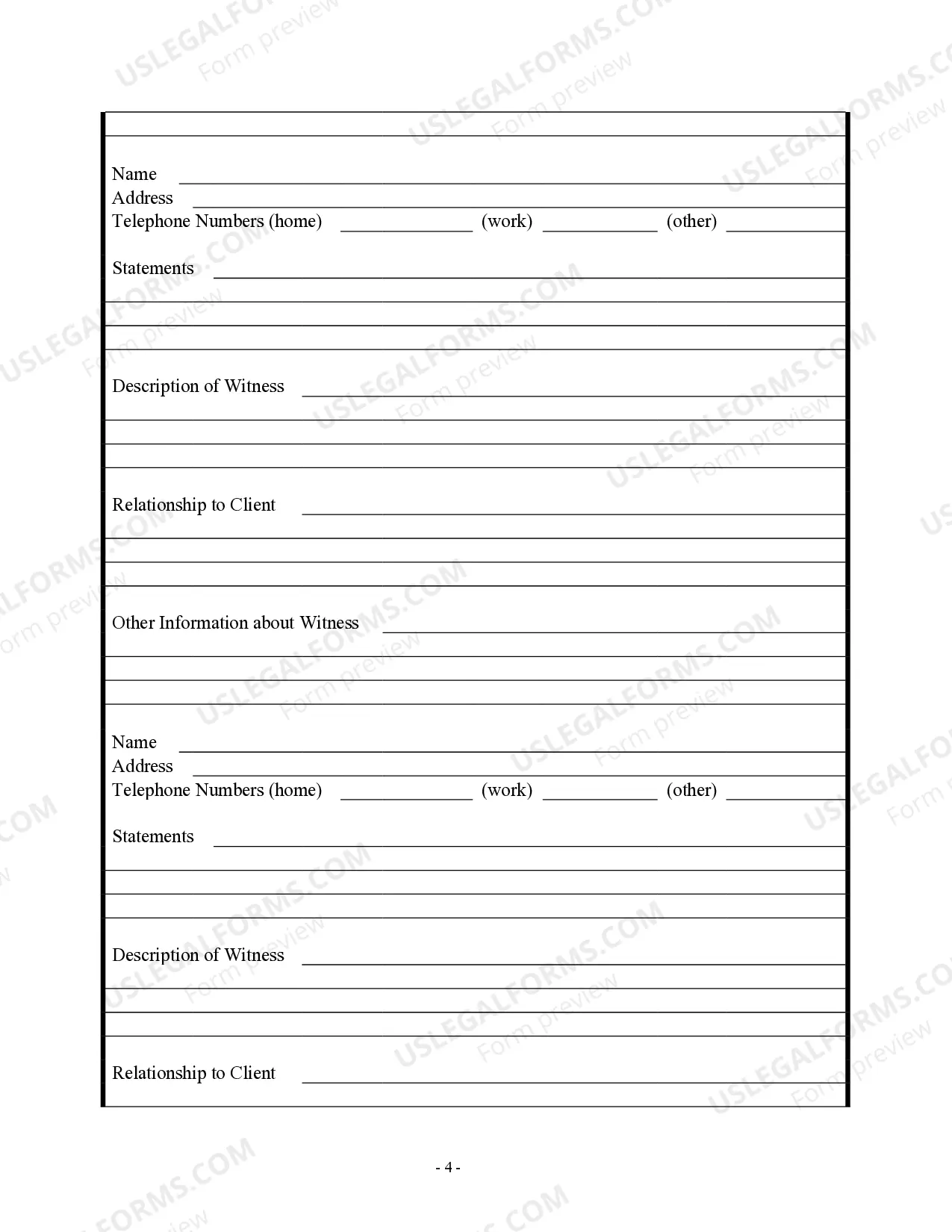 Preview Personal Injury Client Questionnaire