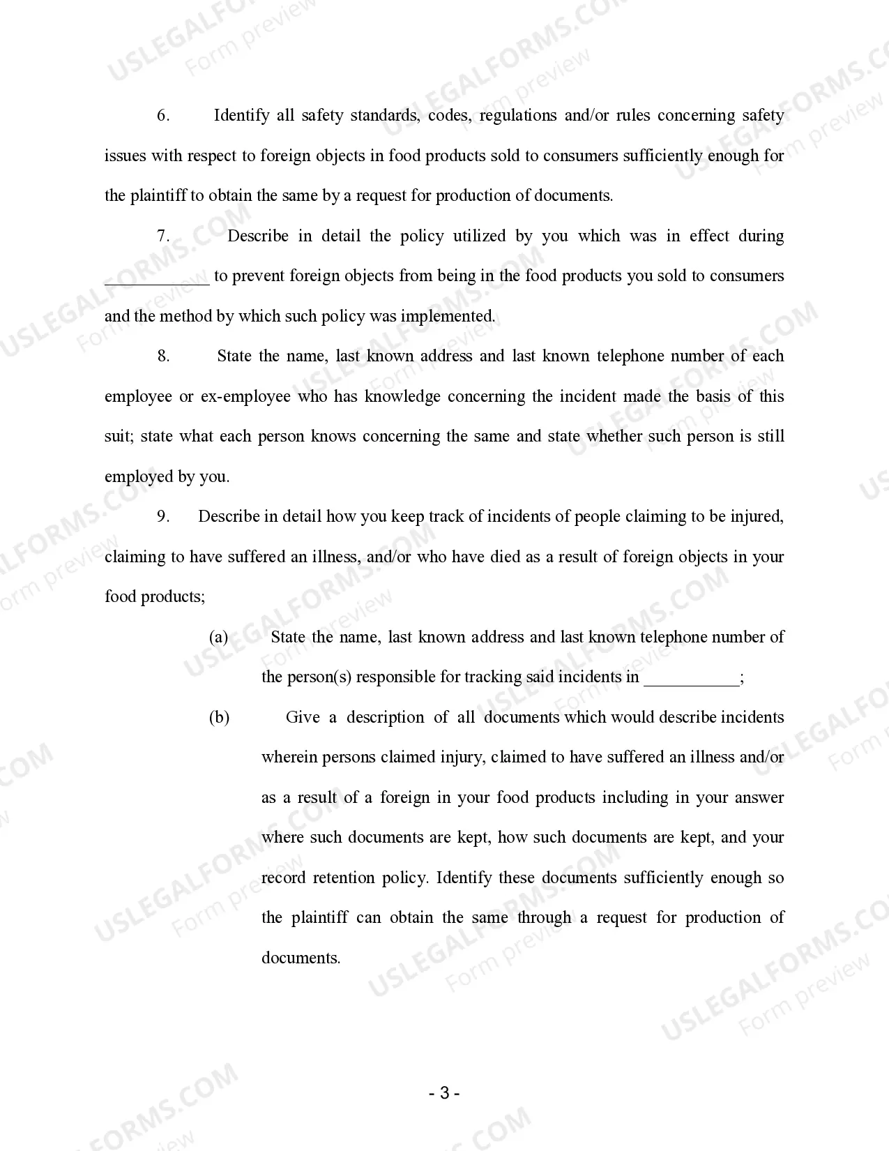 Preview Interrogatories to All Defendants - Personal Injury