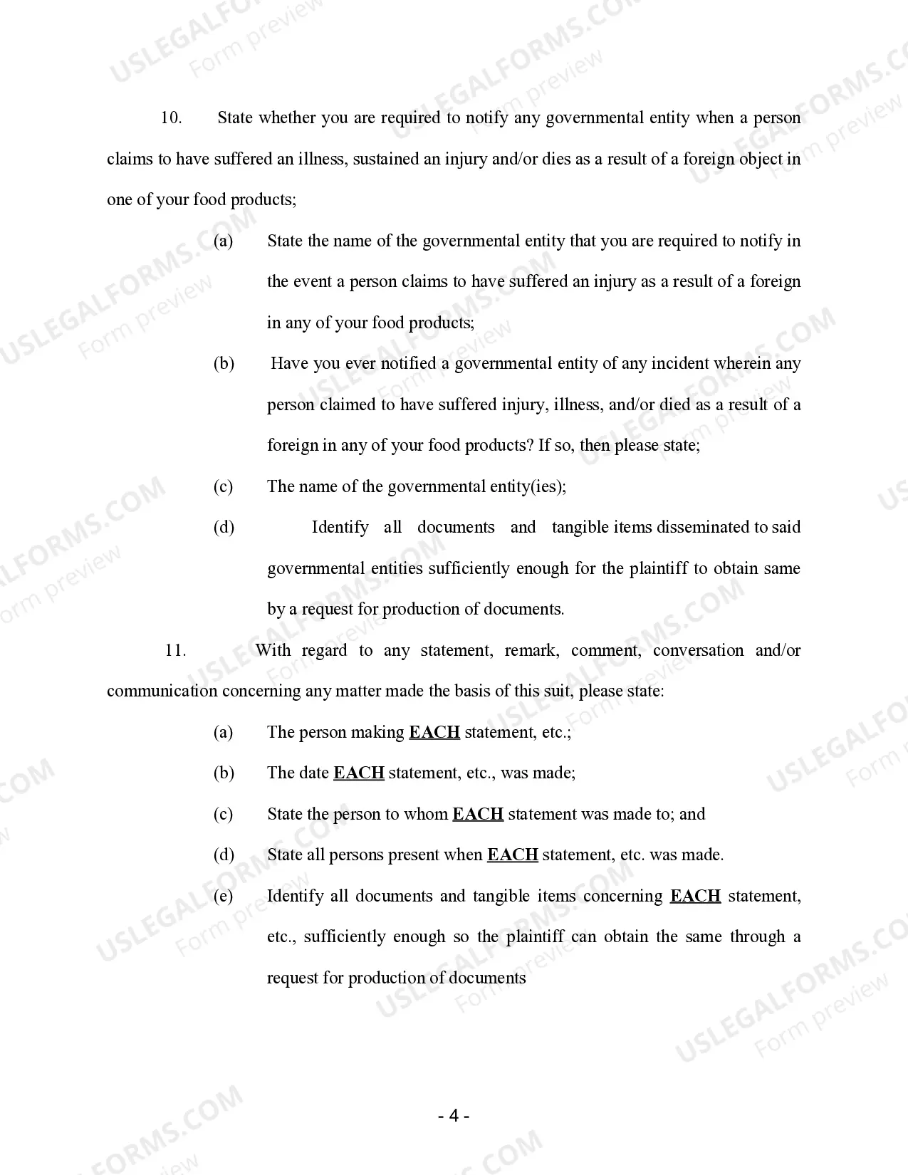 Preview Interrogatories to All Defendants - Personal Injury