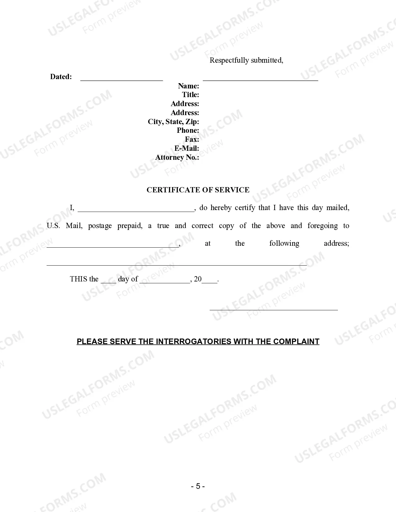 Preview Interrogatories to All Defendants - Personal Injury