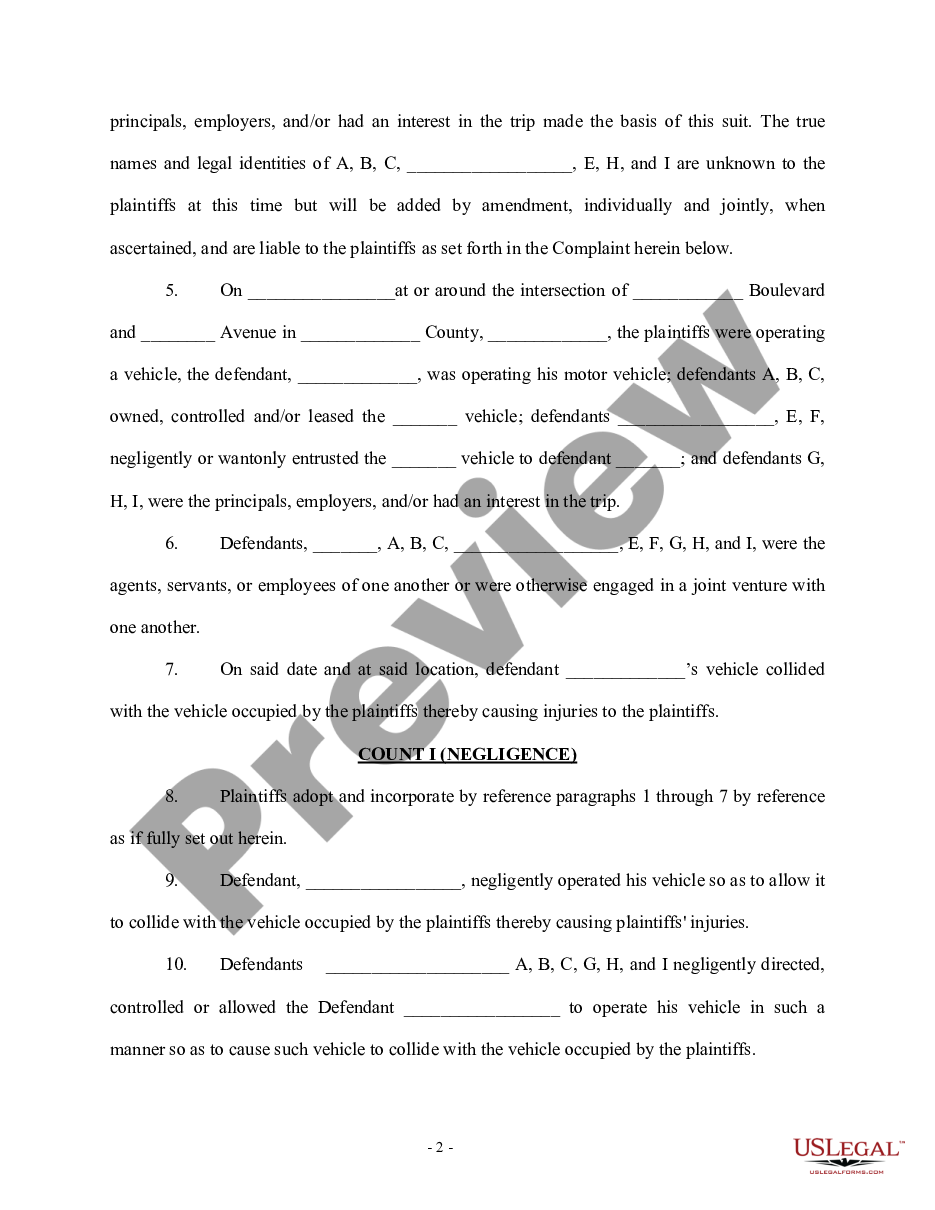 page 1 First Amended Complaint - Vehicle Accident preview