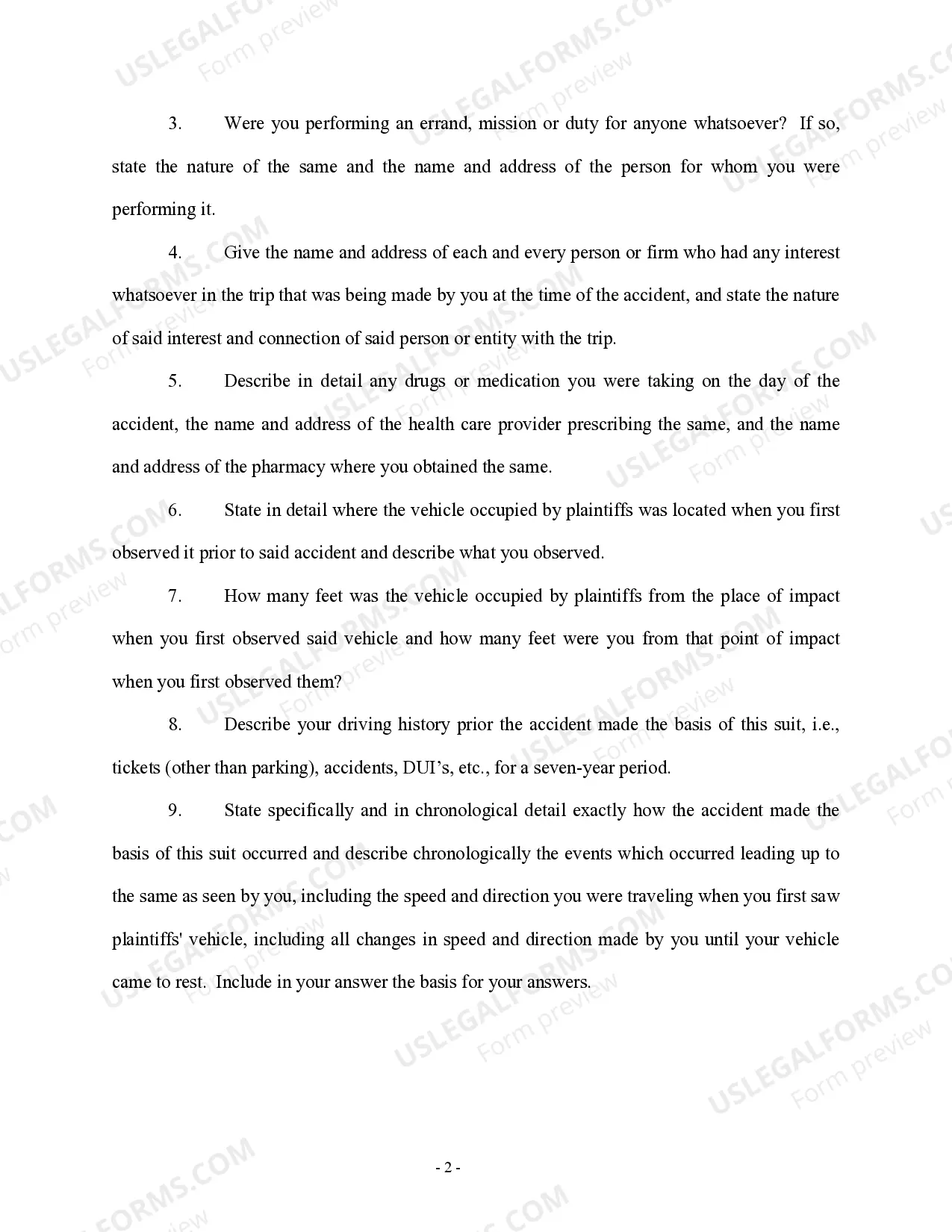 Preview Interrogatories to Defendant - First Set - Personal Injury