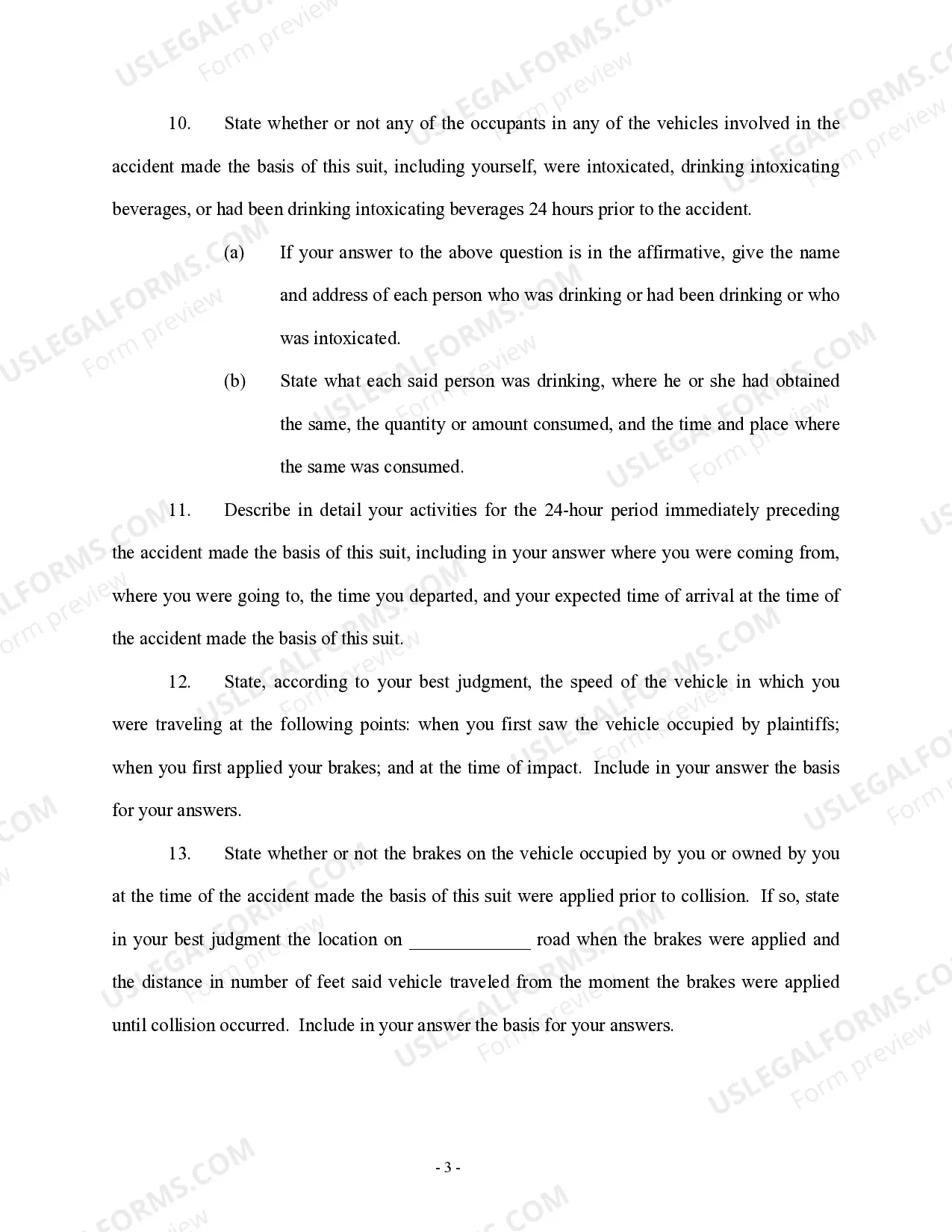 Preview Interrogatories to Defendant - First Set - Personal Injury