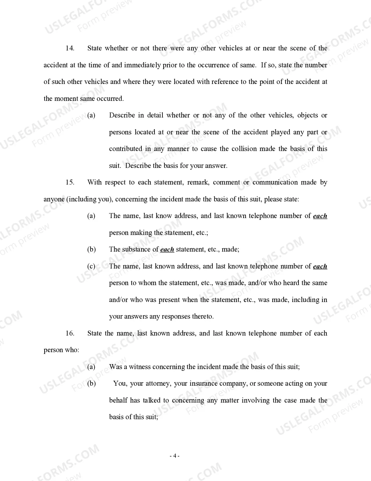 Preview Interrogatories to Defendant - First Set - Personal Injury