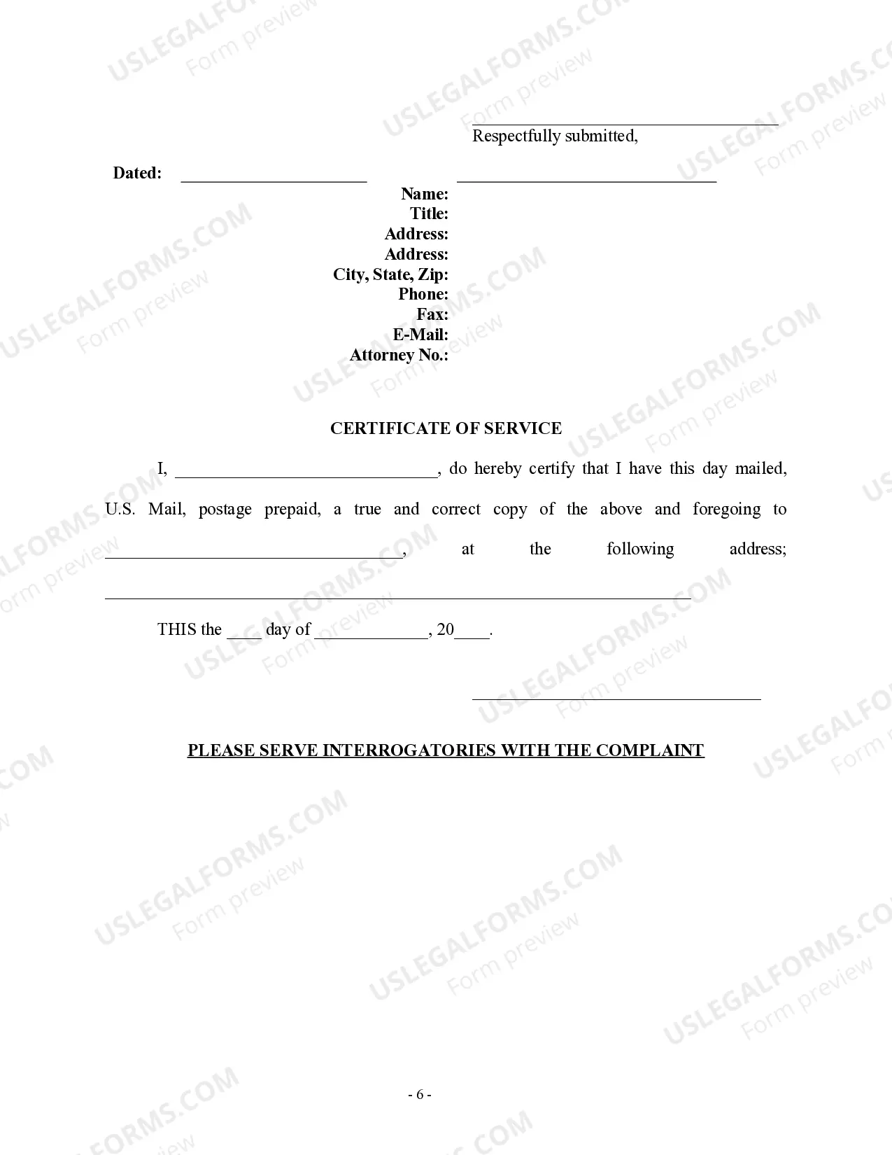 Preview Interrogatories to Defendant - First Set - Personal Injury