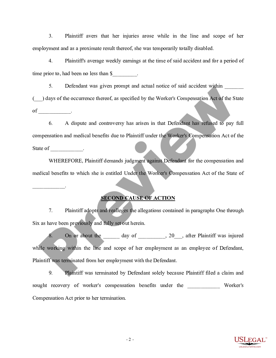 page 4 Motion, Order and Complaint - Worker's Compensation - Wrongful Termination preview