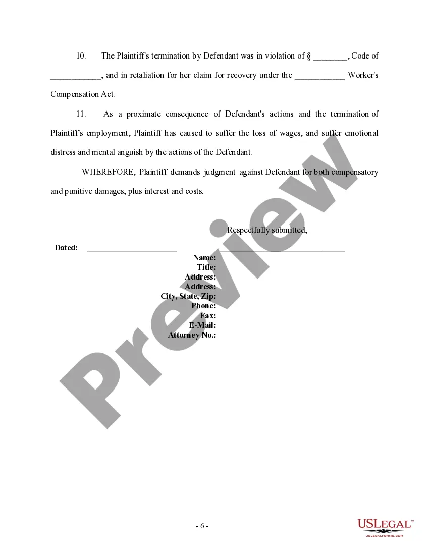 Get Motion, Order and Complaint - Worker's Compensation - Wrongful Termination Preview Motion, Order and Complaint - Worker's Compensation - Wrongful Termination